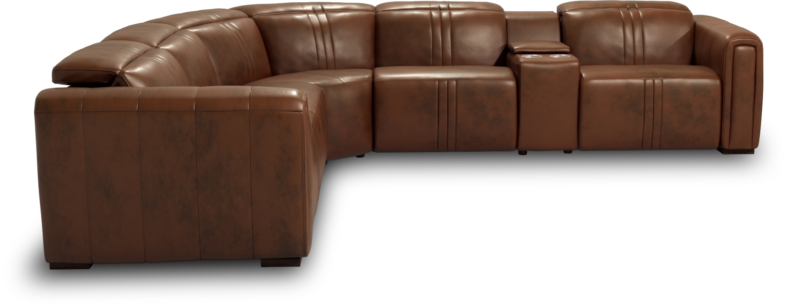 Bennett Valley Brown 6 Pc Leather Dual Power Reclining Sectional - Thumbnail - Image 3