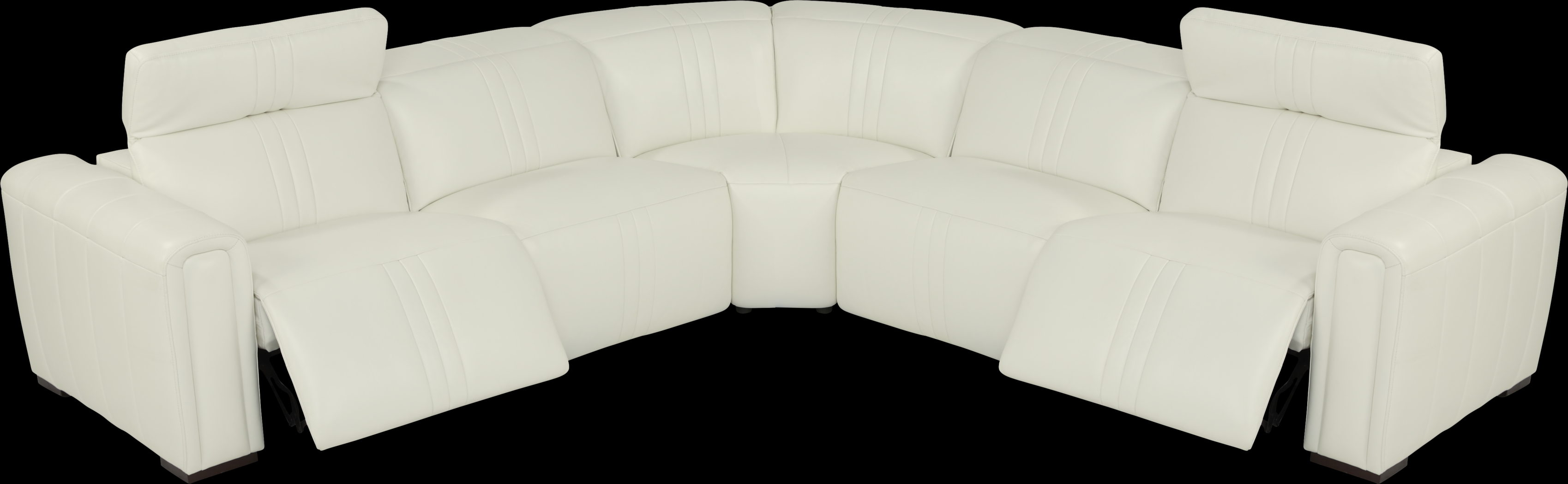 Bennett Valley White 5 Pc Leather Dual Power Reclining Sectional - Thumbnail - Image 1