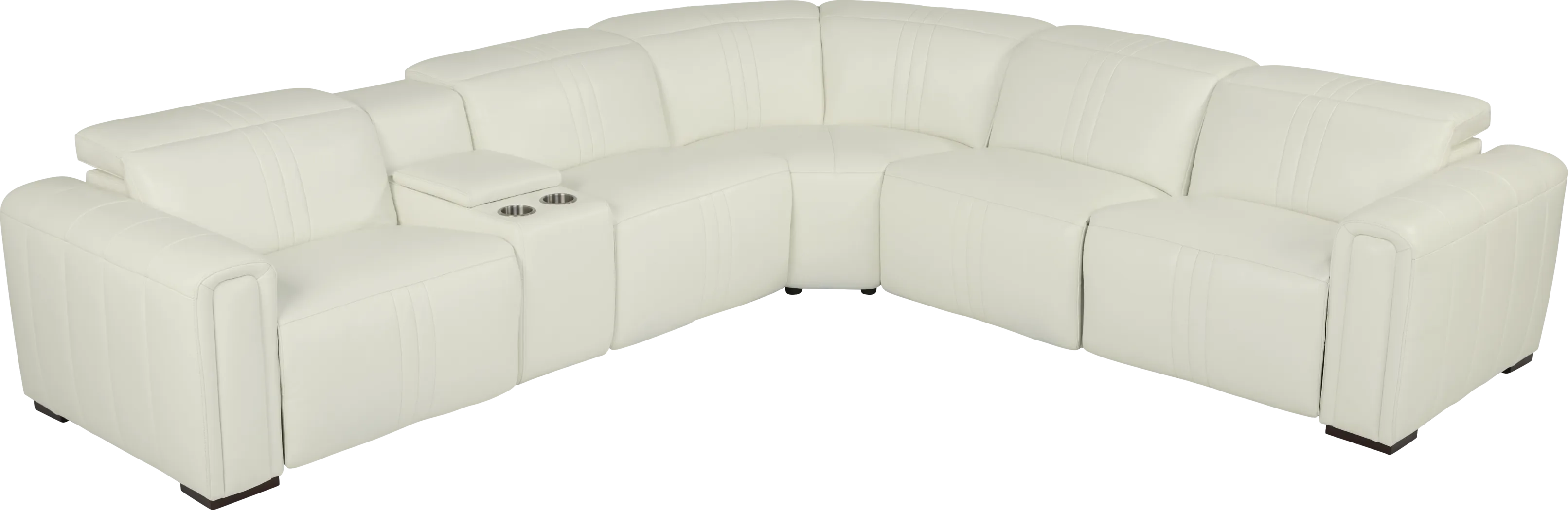 Bennett Valley White 6 Pc Leather Dual Power Reclining Sectional - Thumbnail - Image 3