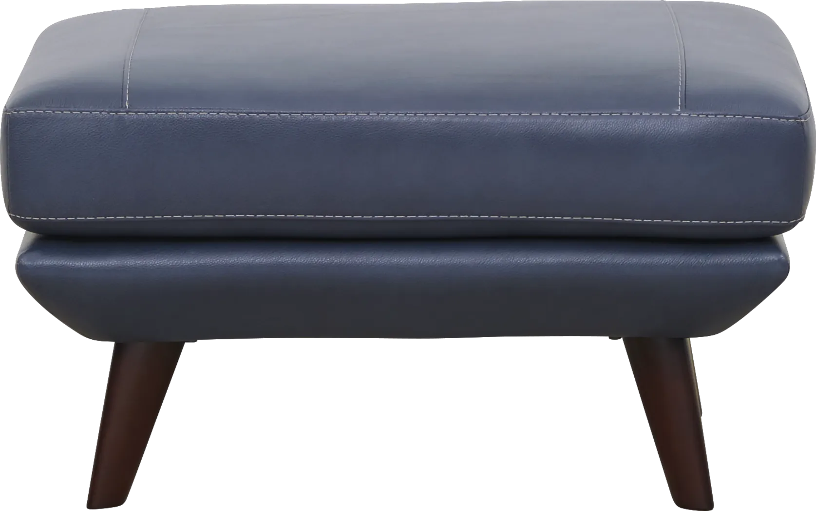 Capistrano Blue Leather Ottoman - Thumbnail - Image 1