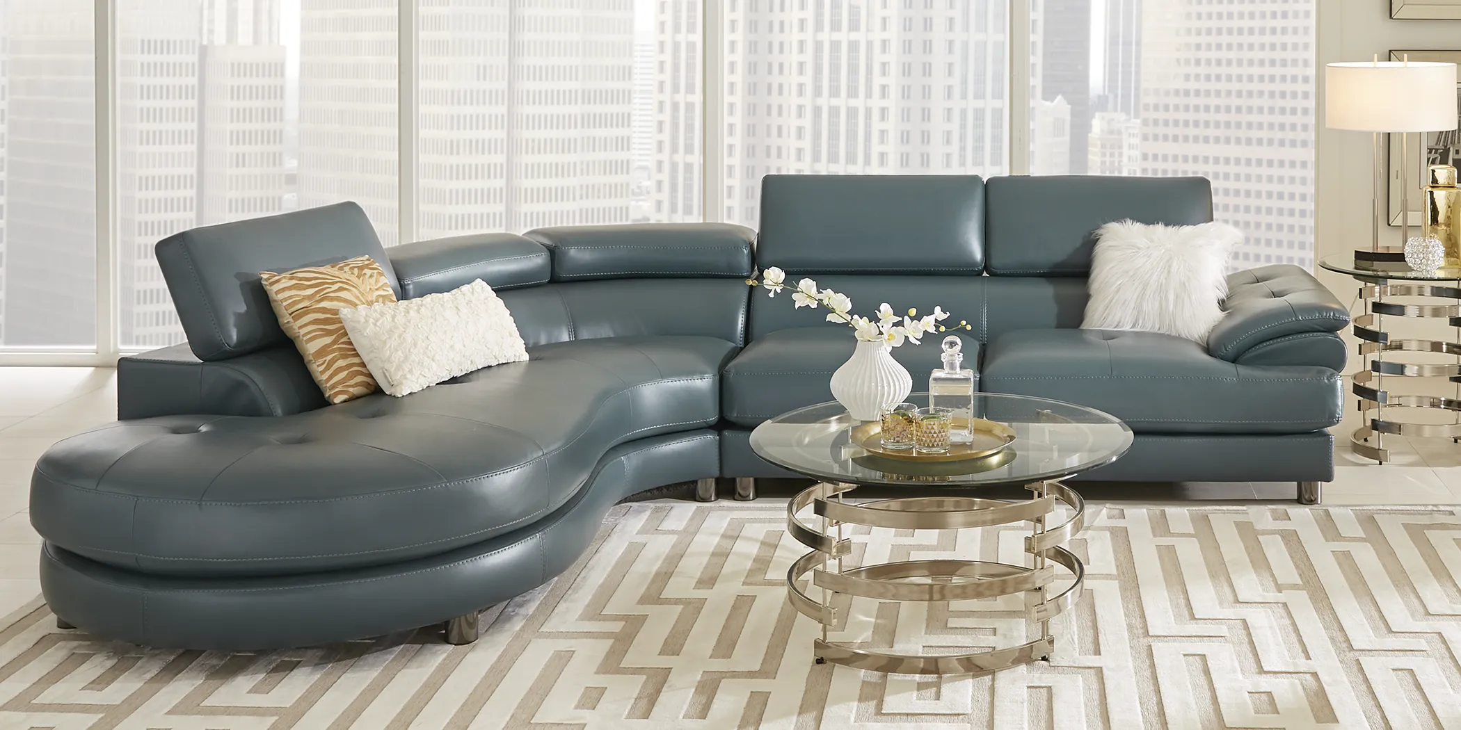 Cassinella Cove Teal 2 Pc Sectional - Thumbnail - Image 2