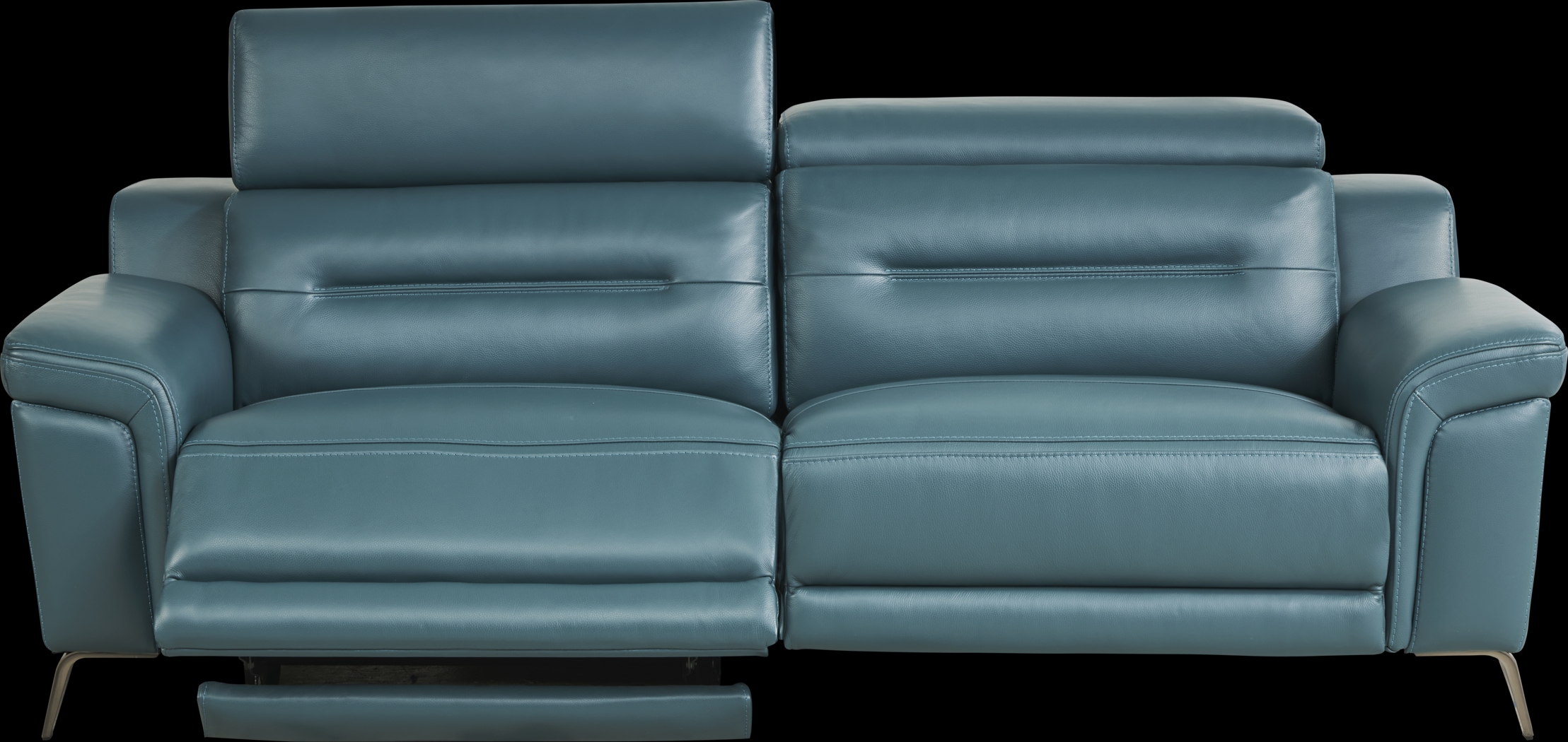 Castella Teal Leather 5 Pc Dual Power Reclining Living Room - Thumbnail - Image 3