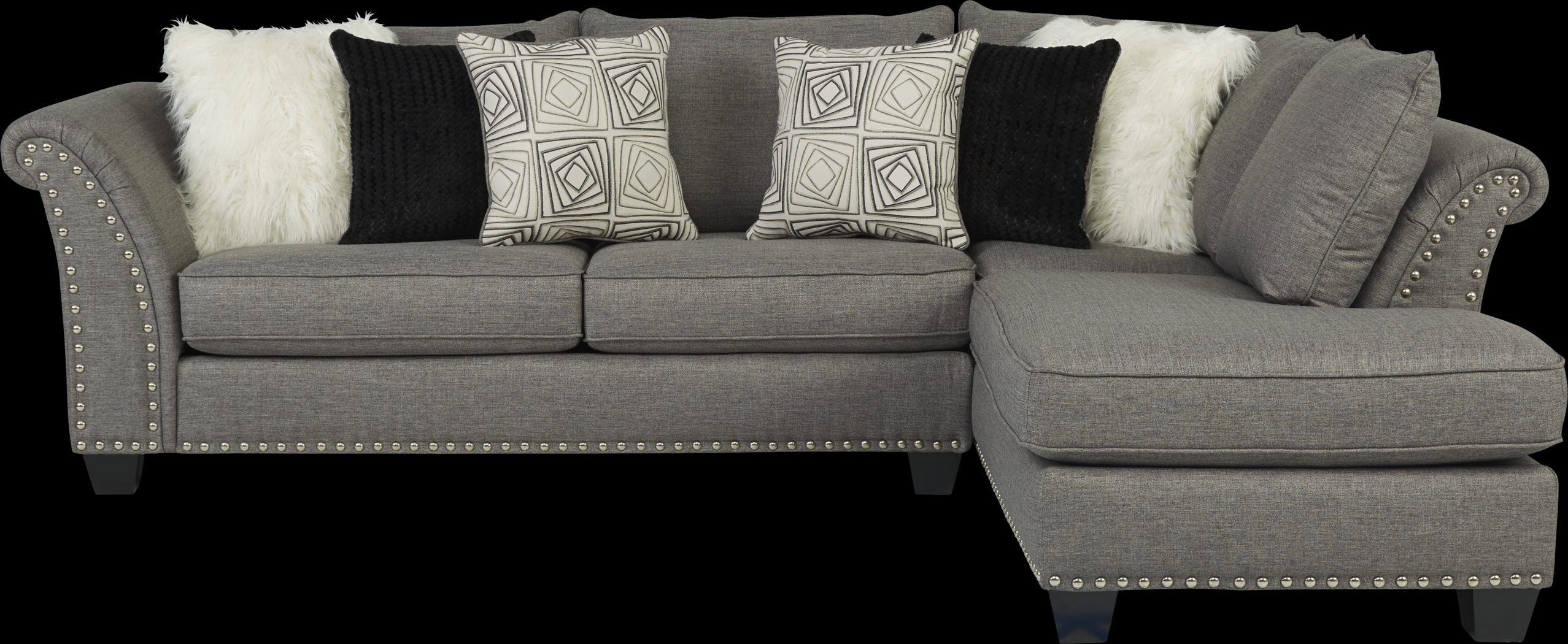 Claremont Gray 3 Pc Sectional Living Room - Thumbnail - Image 2