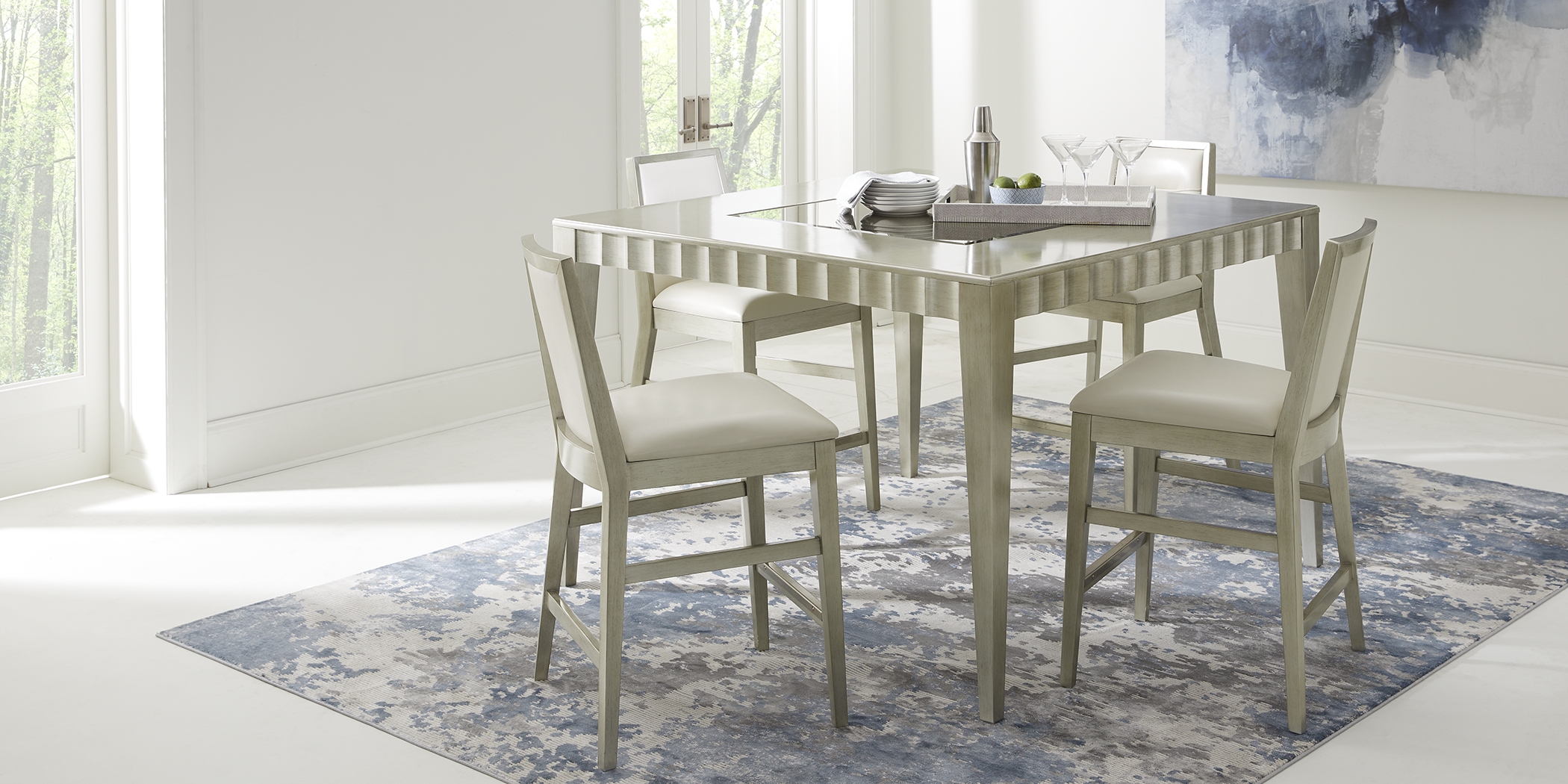 Delanco Pewter Counter Height Dining Table - Thumbnail - Image 3