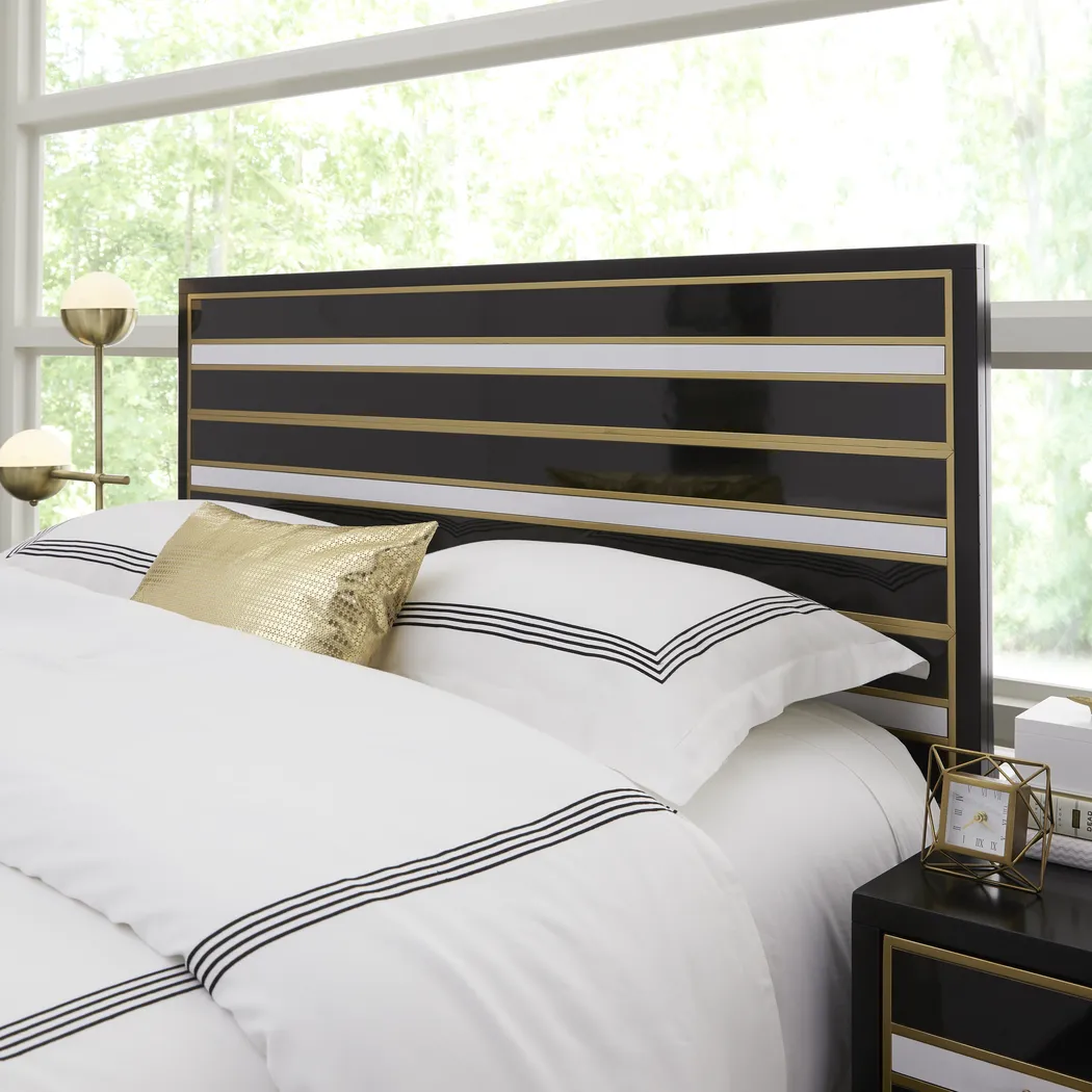 French Riviera Black 3 Pc King Panel Bed - Thumbnail - Image 3