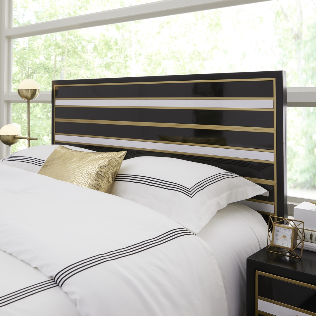 French Riviera Black 3 Pc Queen Panel Bed - Thumbnail - Image 3