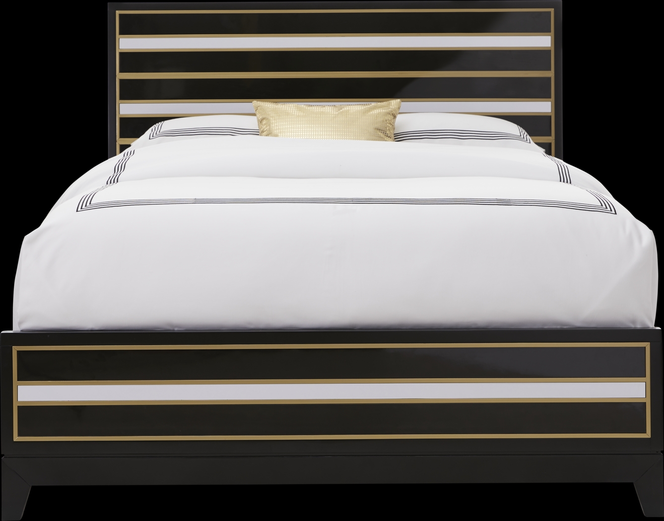 French Riviera Black 3 Pc Queen Panel Bed - Thumbnail - Image 1