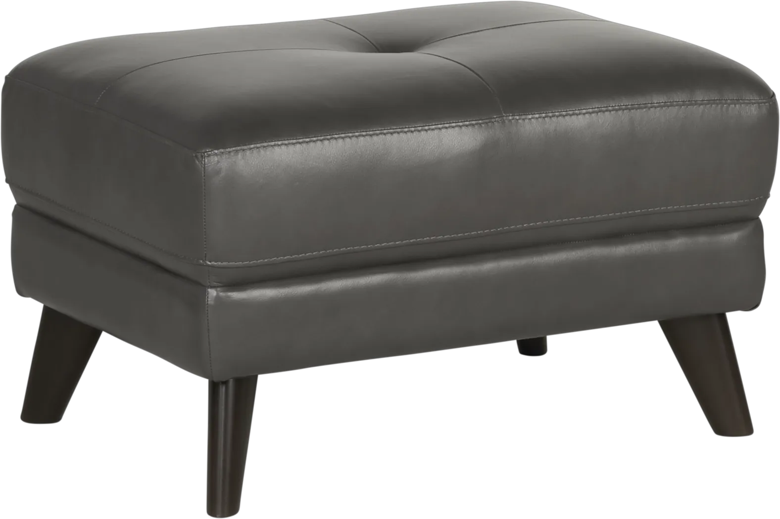 Gabriele Gray Leather Ottoman - Thumbnail - Image 1