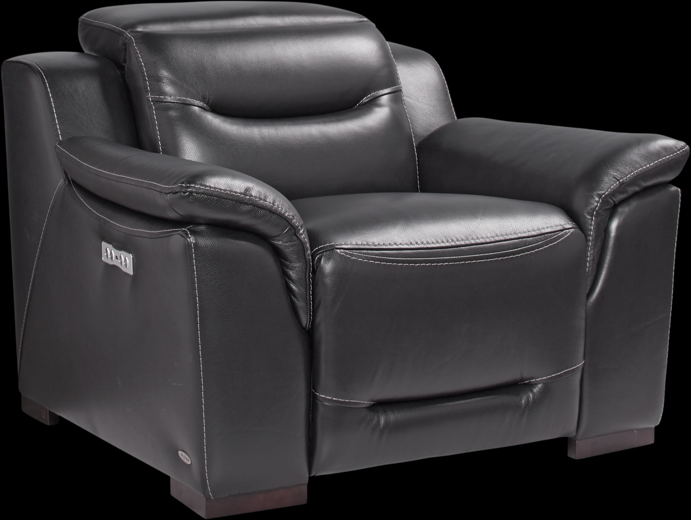 Gallia Black Leather Dual Power Recliner - Thumbnail - Image 1
