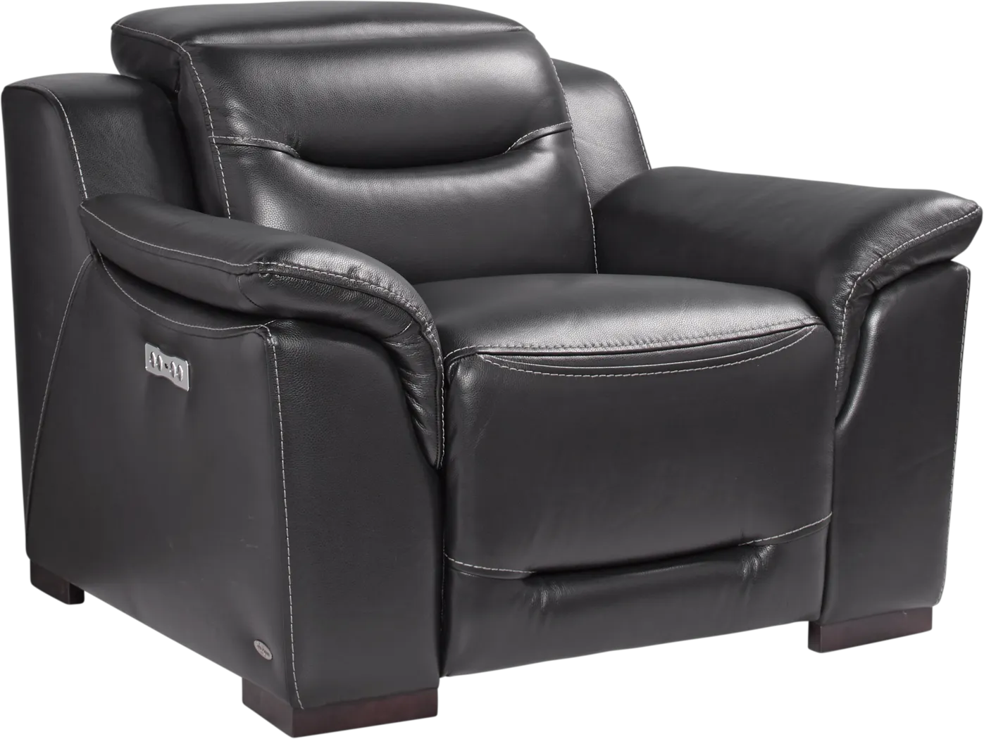Gallia Black Leather Dual Power Recliner - Thumbnail - Image 1