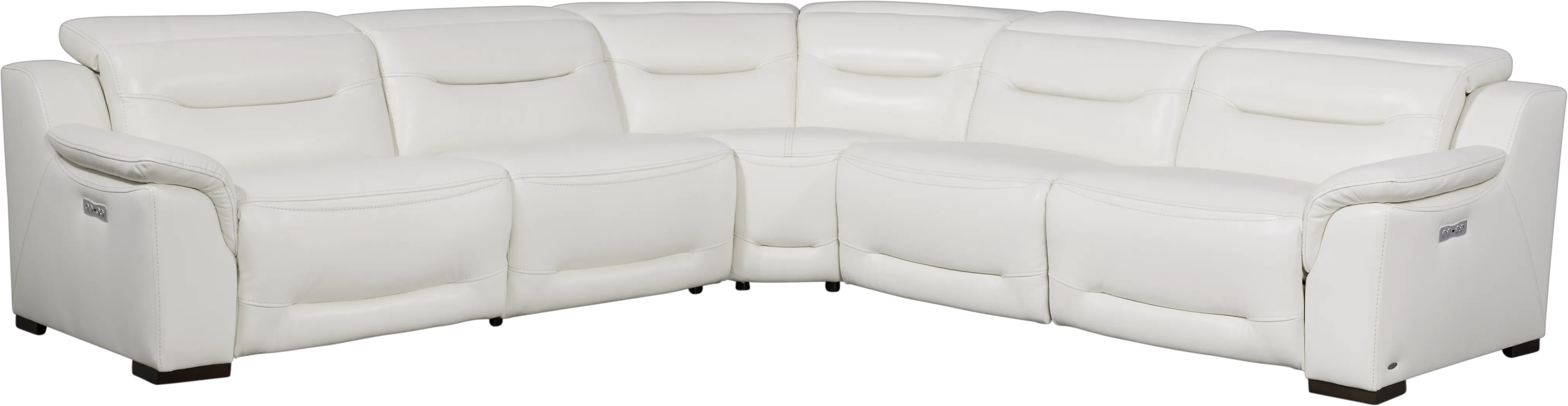 Gallia White Leather 5 Pc Dual Power Reclining Sectional - Thumbnail - Image 1