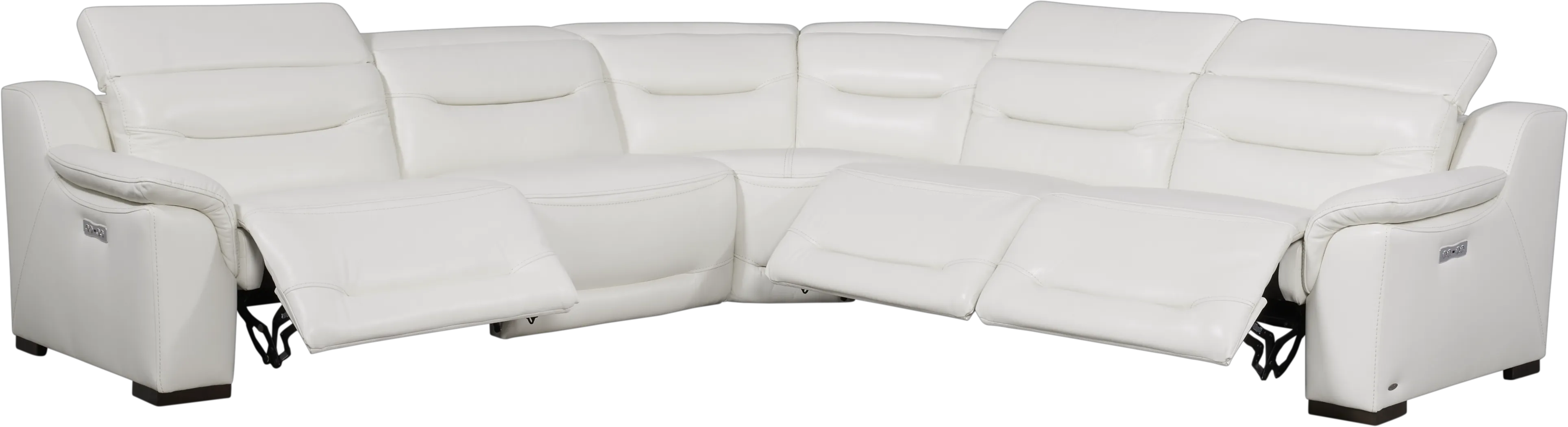 Gallia White Leather 5 Pc Dual Power Reclining Sectional - Thumbnail - Image 3