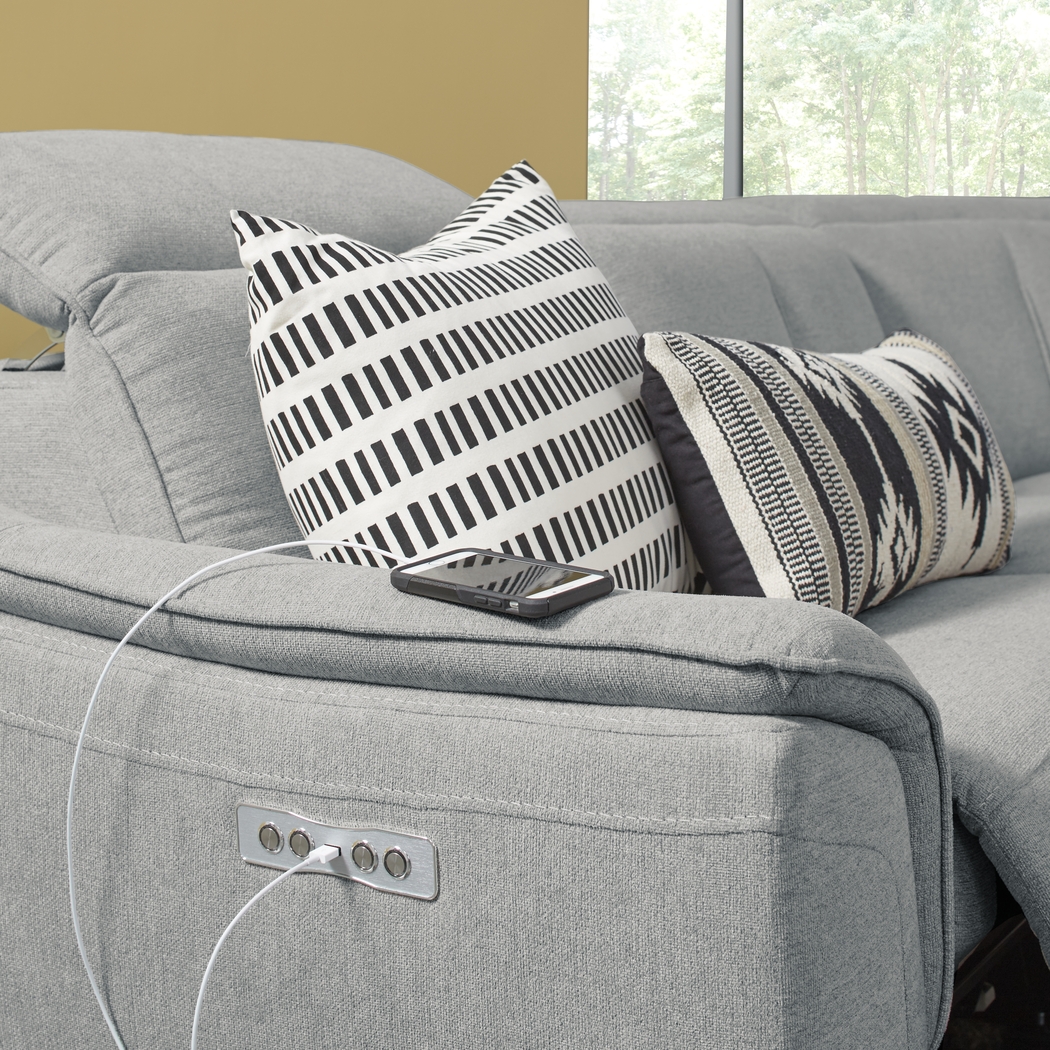 Turano Gray 6 Pc Dual Power Reclining Sectional - Thumbnail - Image 3