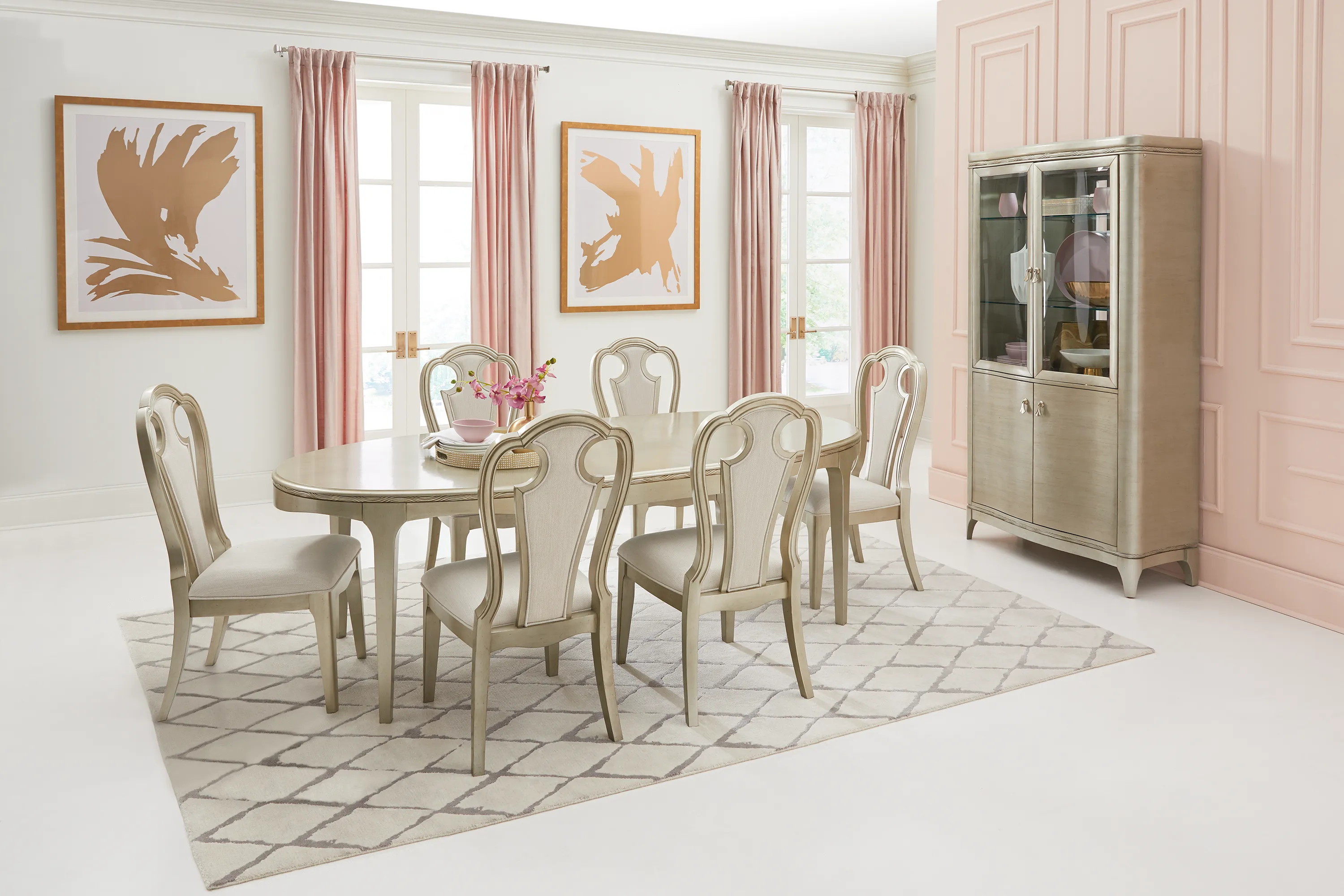 La Reina Silver 7 Pc Oval Dining Room - Thumbnail - Image 1