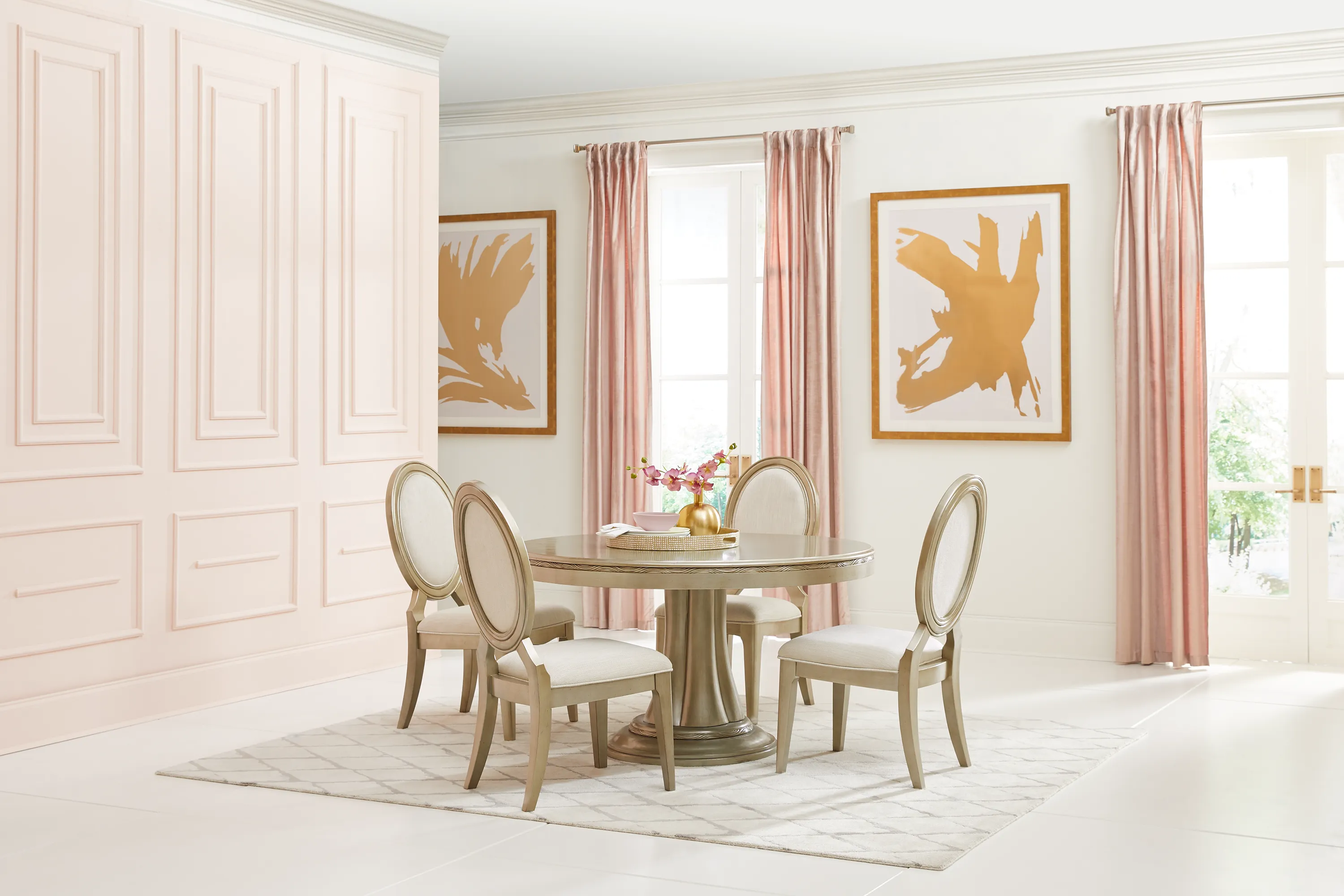 La Reina Silver 7 Pc Round Dining Room - Thumbnail - Image 1