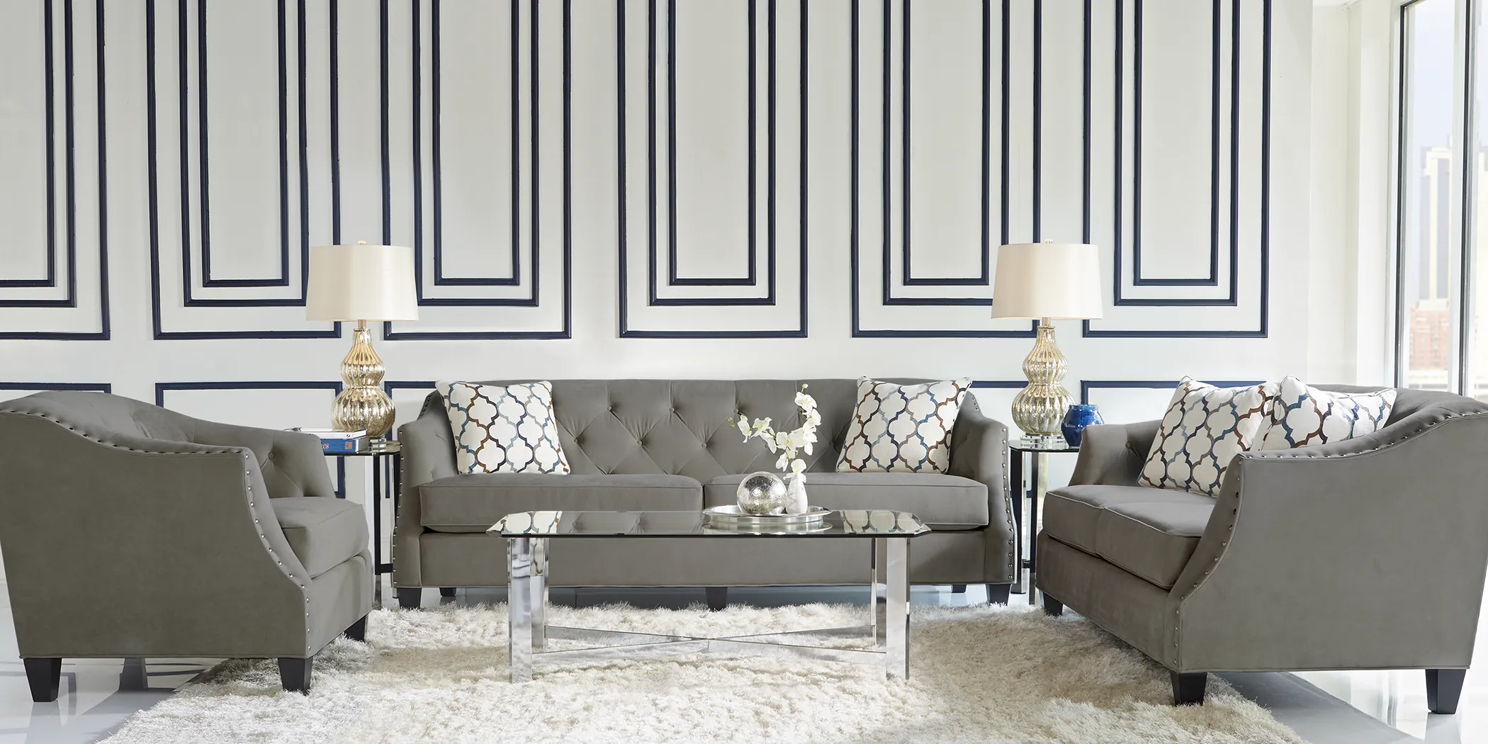 Monaco Court Charcoal 7 Pc Living Room - Thumbnail - Image 1