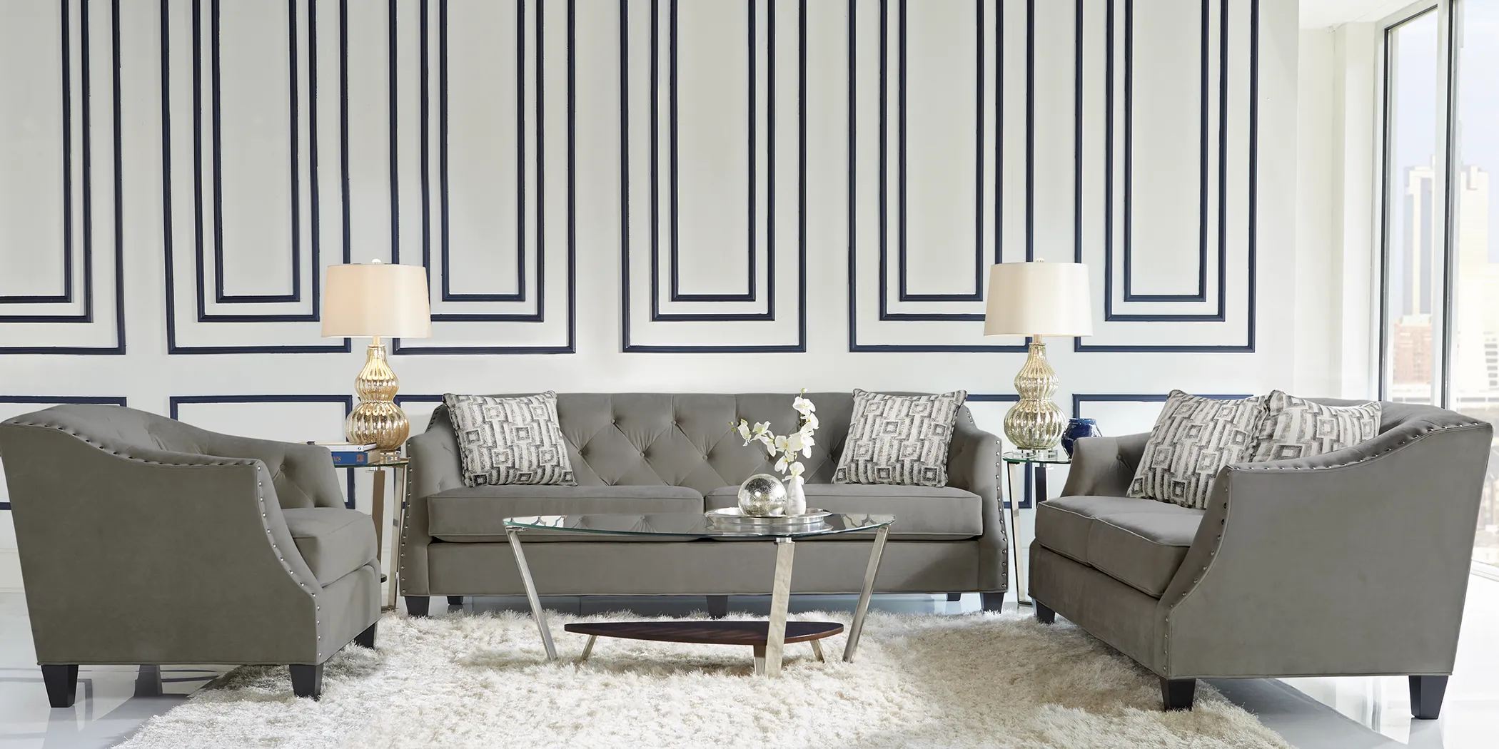 Monaco Court Charcoal 8 Pc Living Room - Thumbnail - Image 1