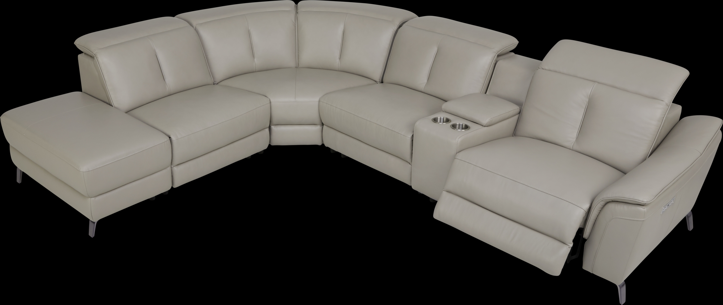 Naples Light Gray Leather 6 Pc Dual Power Reclining Sectional - Thumbnail - Image 3