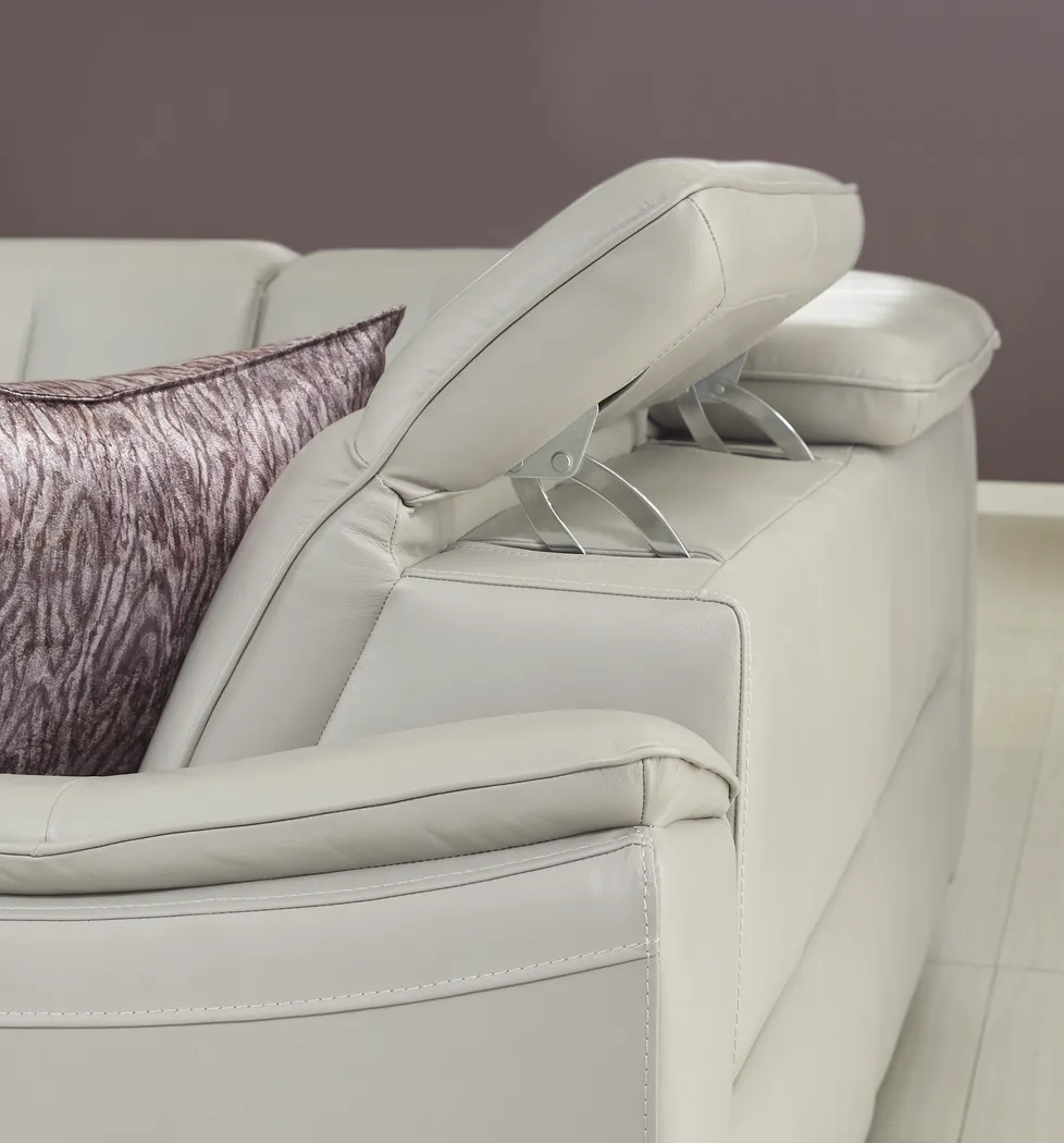 Naples Light Gray Leather 6 Pc Dual Power Reclining Sectional - Image 5