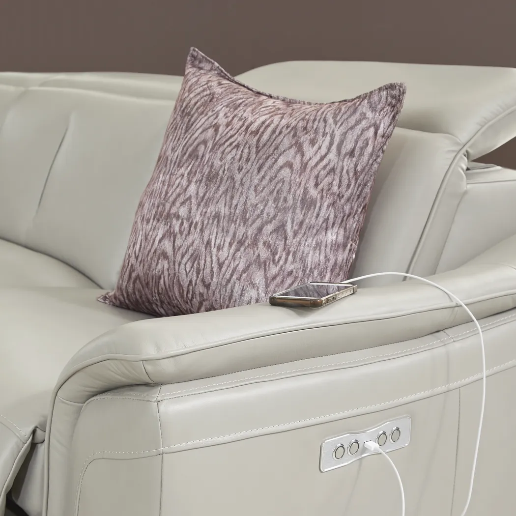 Naples Light Gray Leather 6 Pc Dual Power Reclining Sectional - Thumbnail - Image 4