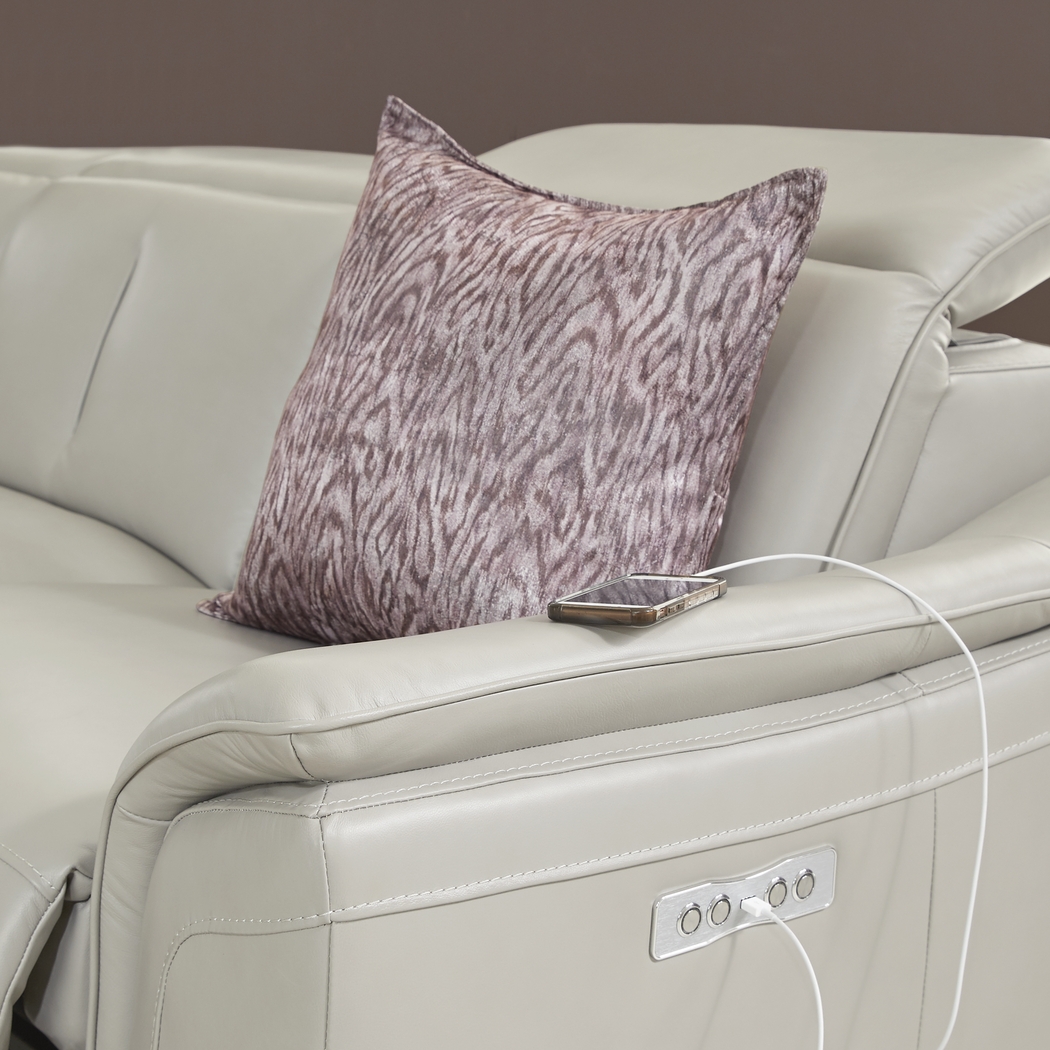 Naples Light Gray Leather 6 Pc Dual Power Reclining Sectional - Thumbnail - Image 4