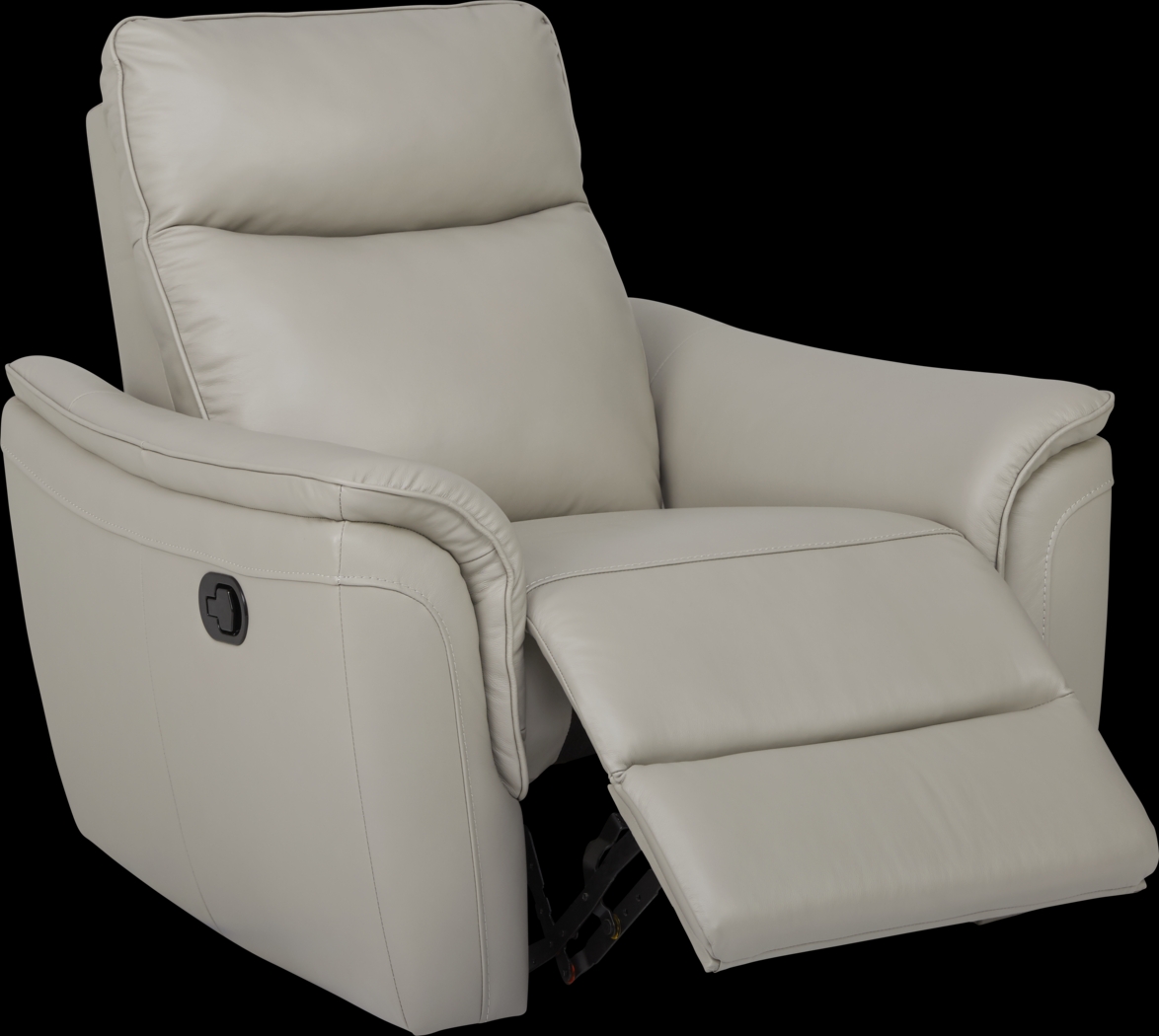 Naples Light Gray Leather Recliner - Thumbnail - Image 2