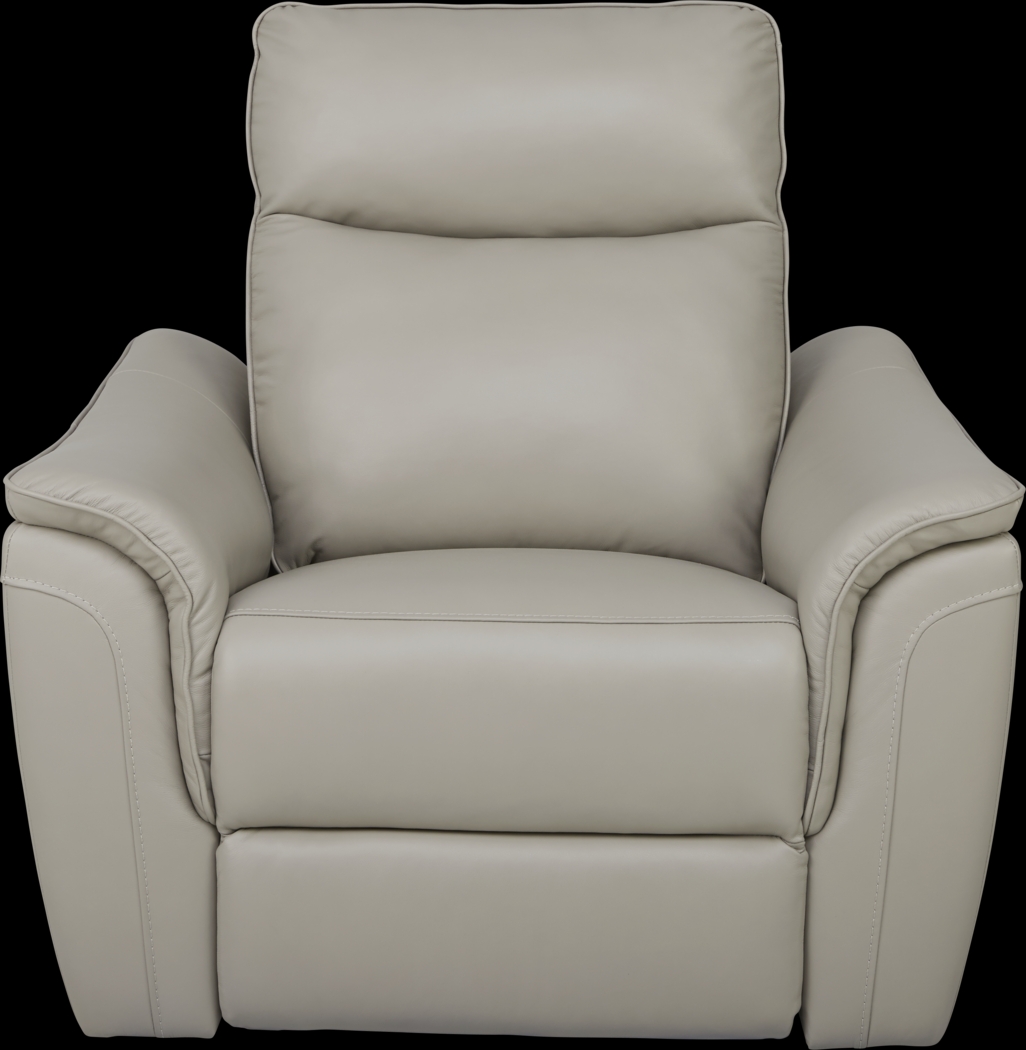 Naples Light Gray Leather Recliner - Thumbnail - Image 3