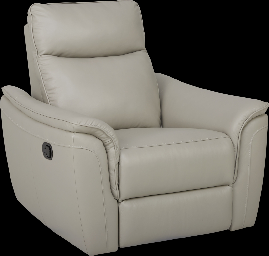 Naples Light Gray Leather Recliner - Thumbnail - Image 1