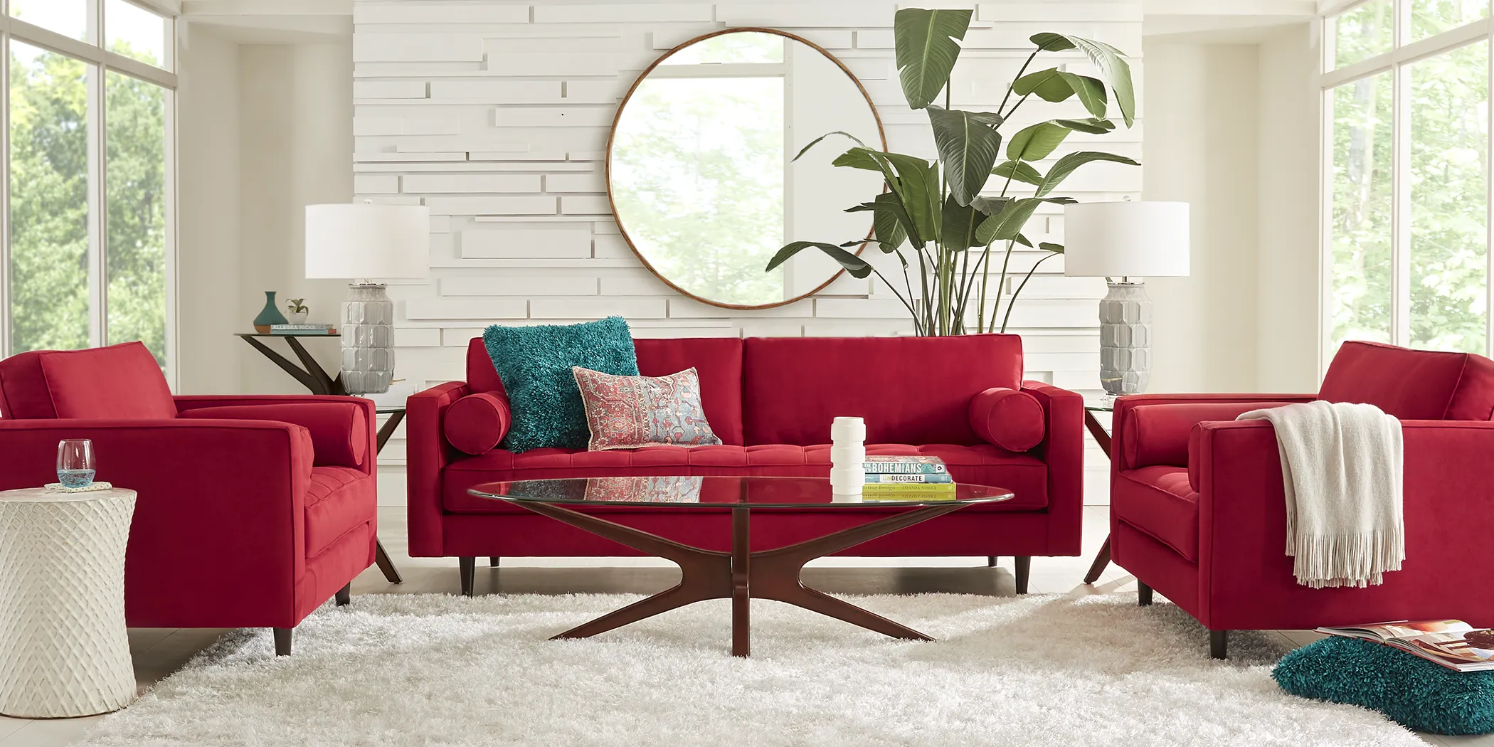 Pacific Palisades Cardinal Microfiber 5 Pc Living Room - Thumbnail - Image 1