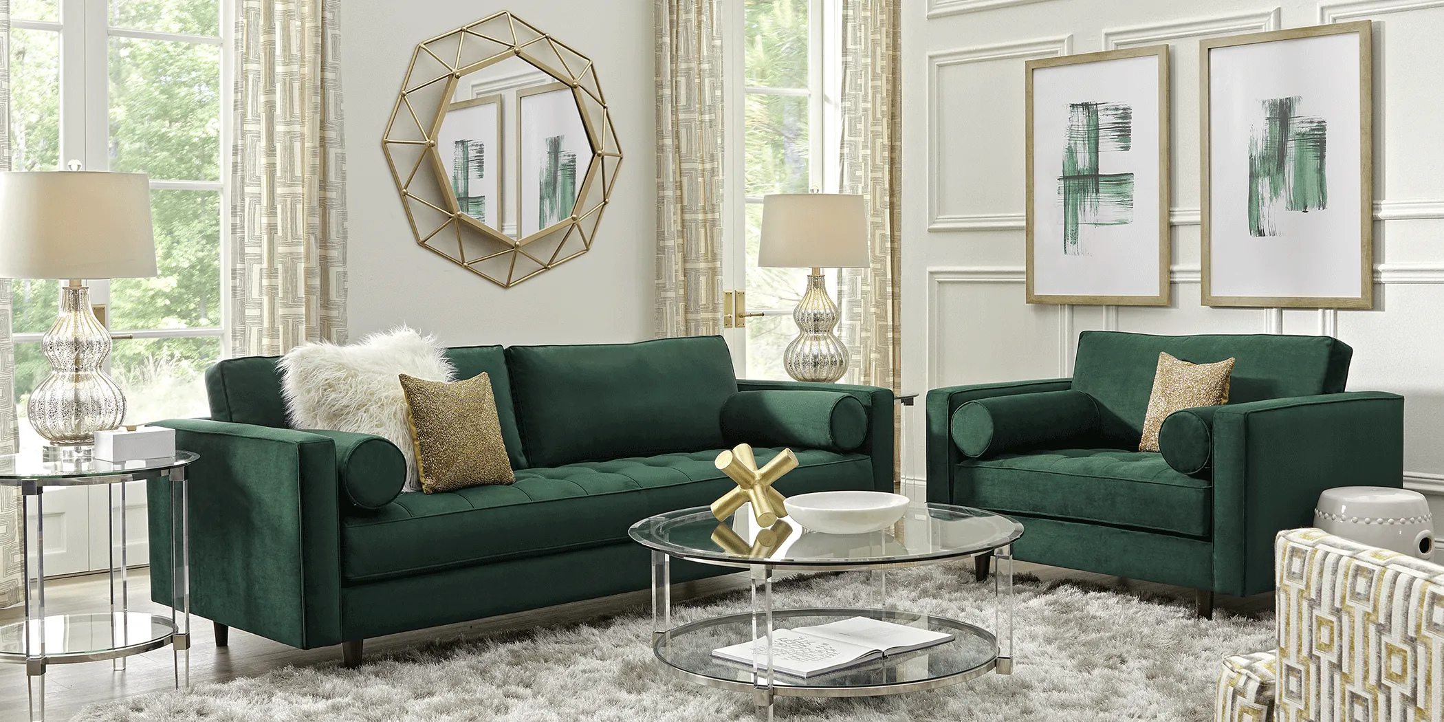 Pacific Palisades Emerald Plush 5 Pc Living Room - Thumbnail - Image 2