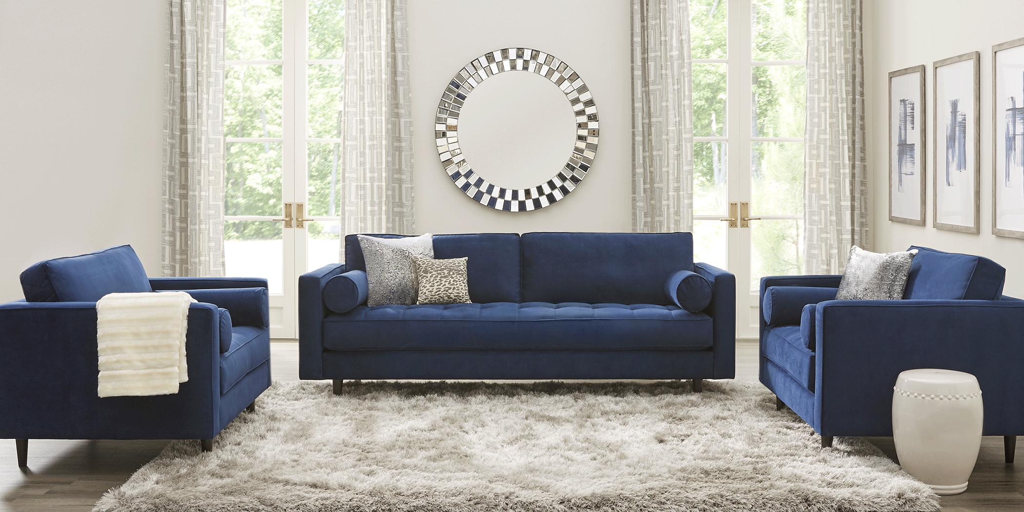 Pacific Palisades Navy Plush Sofa - Thumbnail - Image 3