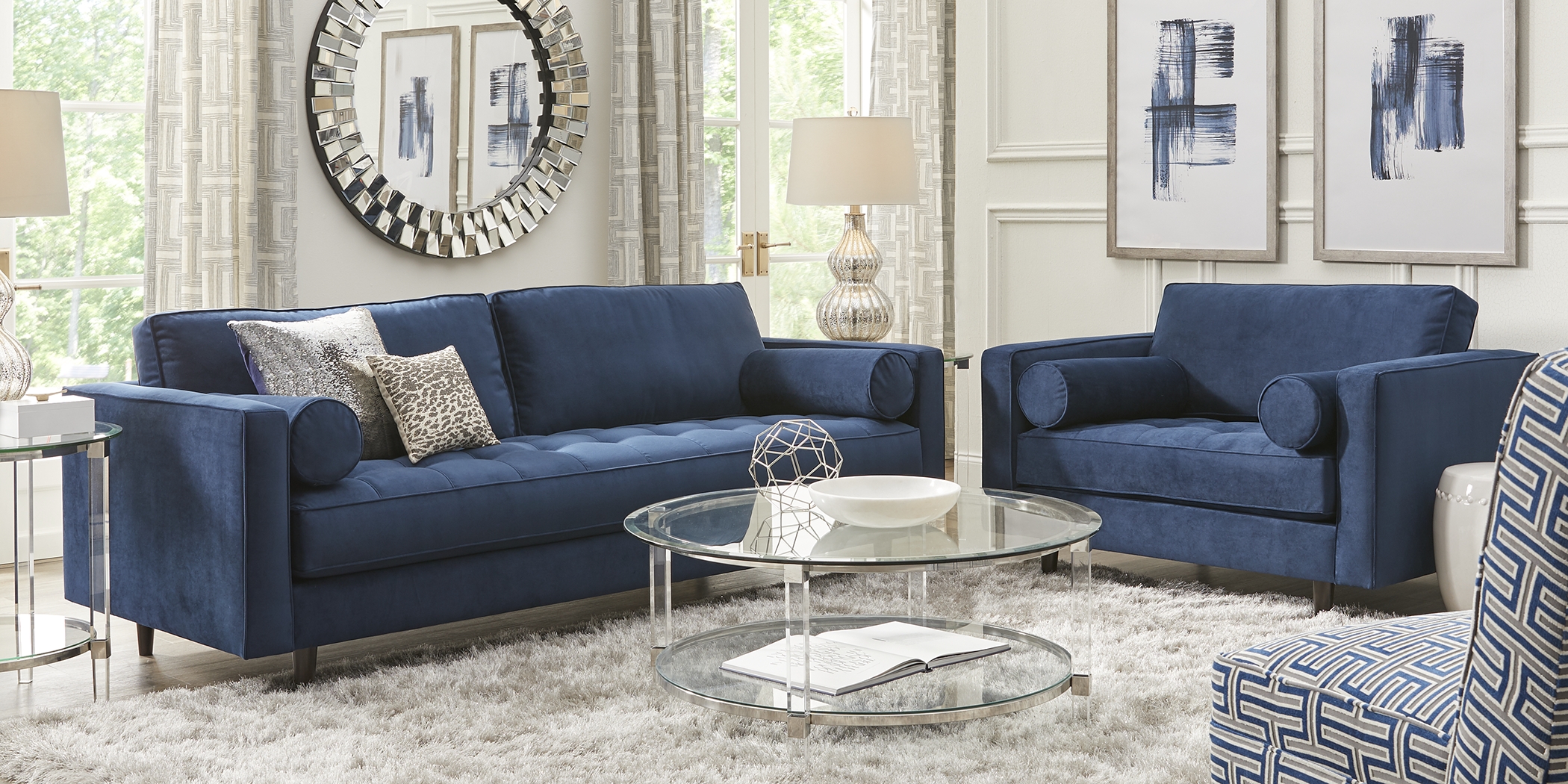 Pacific Palisades Navy Plush Sofa - Thumbnail - Image 2