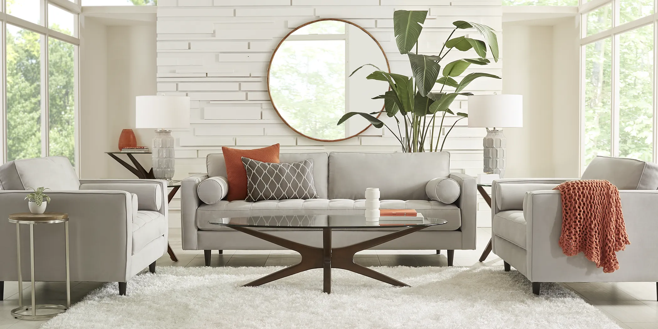 Pacific Palisades Platinum Microfiber 2 Pc Living Room - Thumbnail - Image 1