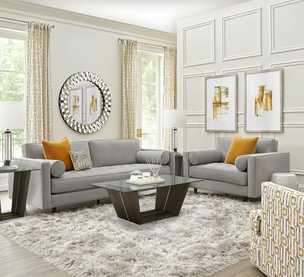 Pacific Palisades Smoke Plush 5 Pc Living Room - Thumbnail - Image 1