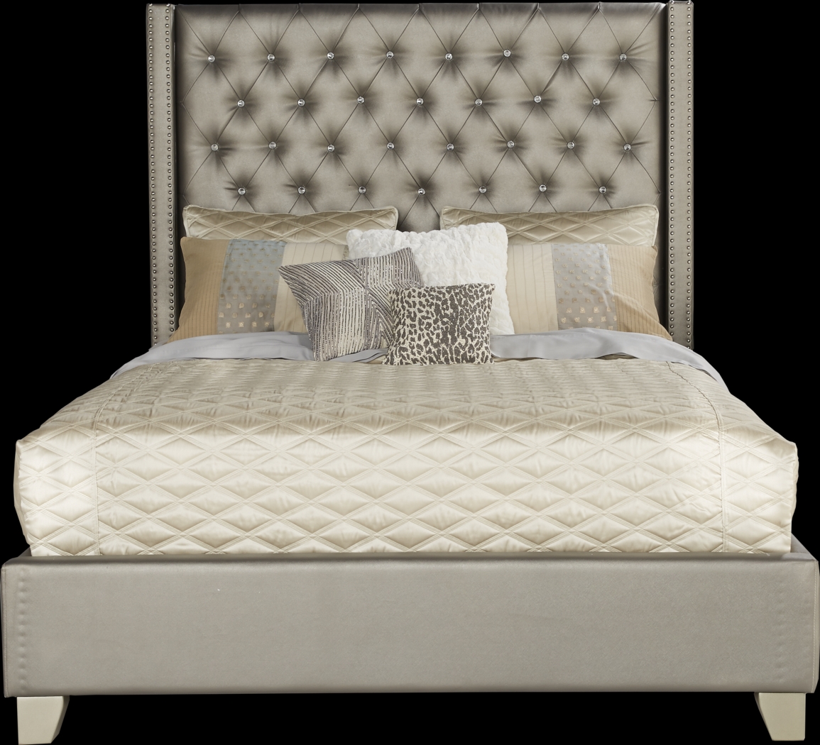Paris Silver 3 Pc Upholstered Queen Bed - Thumbnail - Image 1