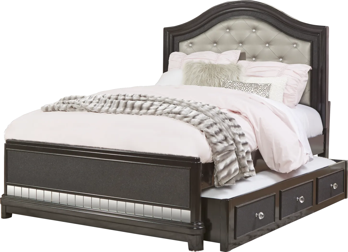 Kids Petit Paris Black 4 Pc Full Panel Bed with Trundle - Thumbnail - Image 1