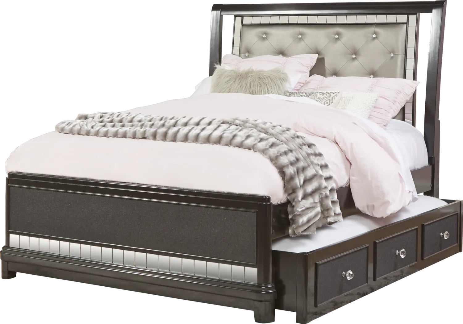 Kids Petit Paris Black 4 Pc Full Sleigh Bed with Trundle - Thumbnail - Image 1