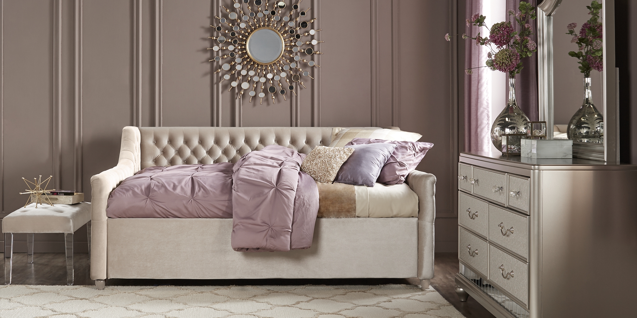 Kids Petit Paris Champagne 5 Pc Full Bedroom with Daybed - Thumbnail - Image 1