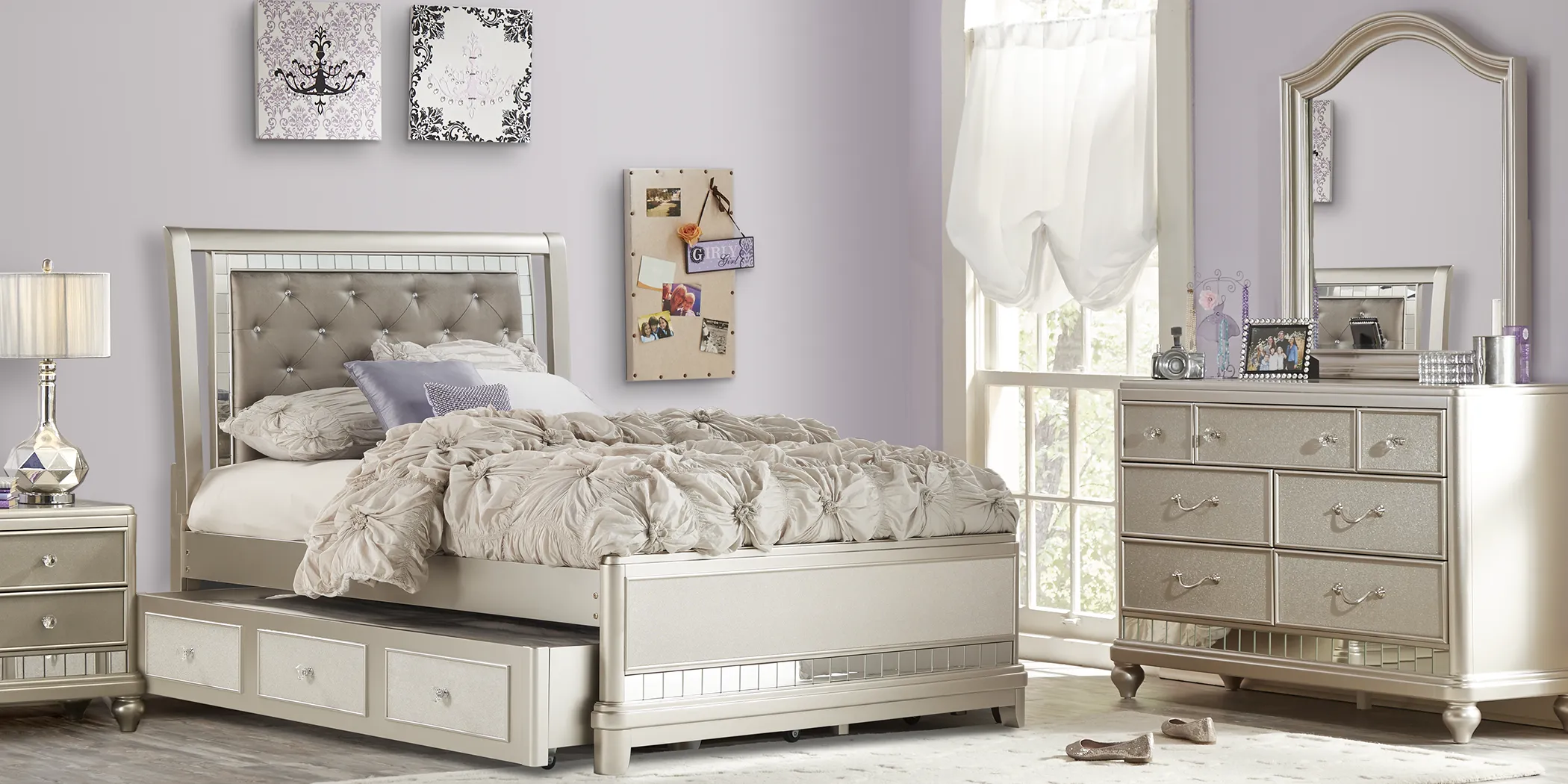 Kids Petit Paris Champagne 6 Pc Twin Sleigh Bedroom - Thumbnail - Image 1