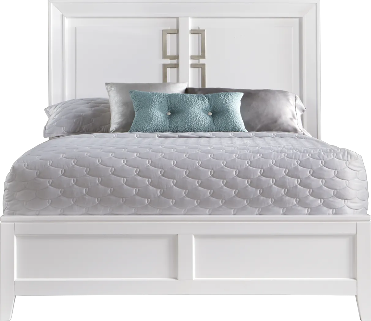 Santa Clarita Pearl White 3 Pc King Panel Bed - Thumbnail - Image 1