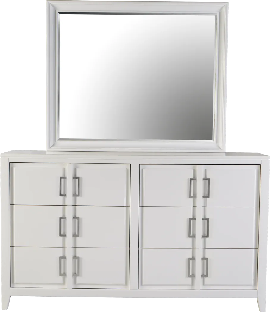 Santa Clarita Pearl White Dresser Mirror Set - Thumbnail - Image 1