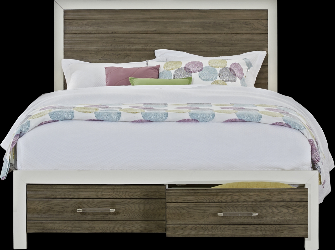 Santa Fiora White 3 Pc Queen Panel Bed with Storage - Thumbnail - Image 2