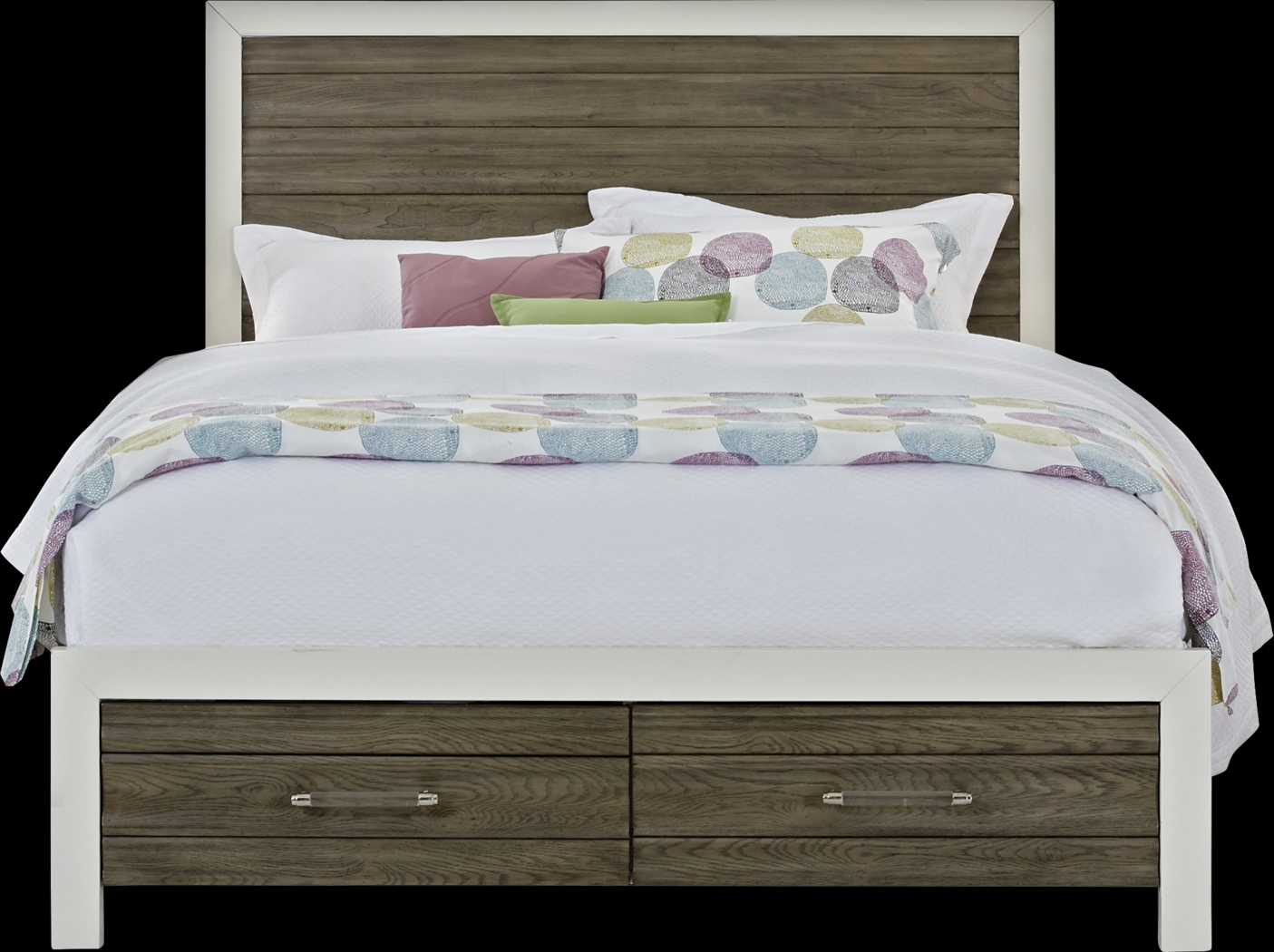 Santa Fiora White 3 Pc Queen Panel Bed with Storage - Thumbnail - Image 1