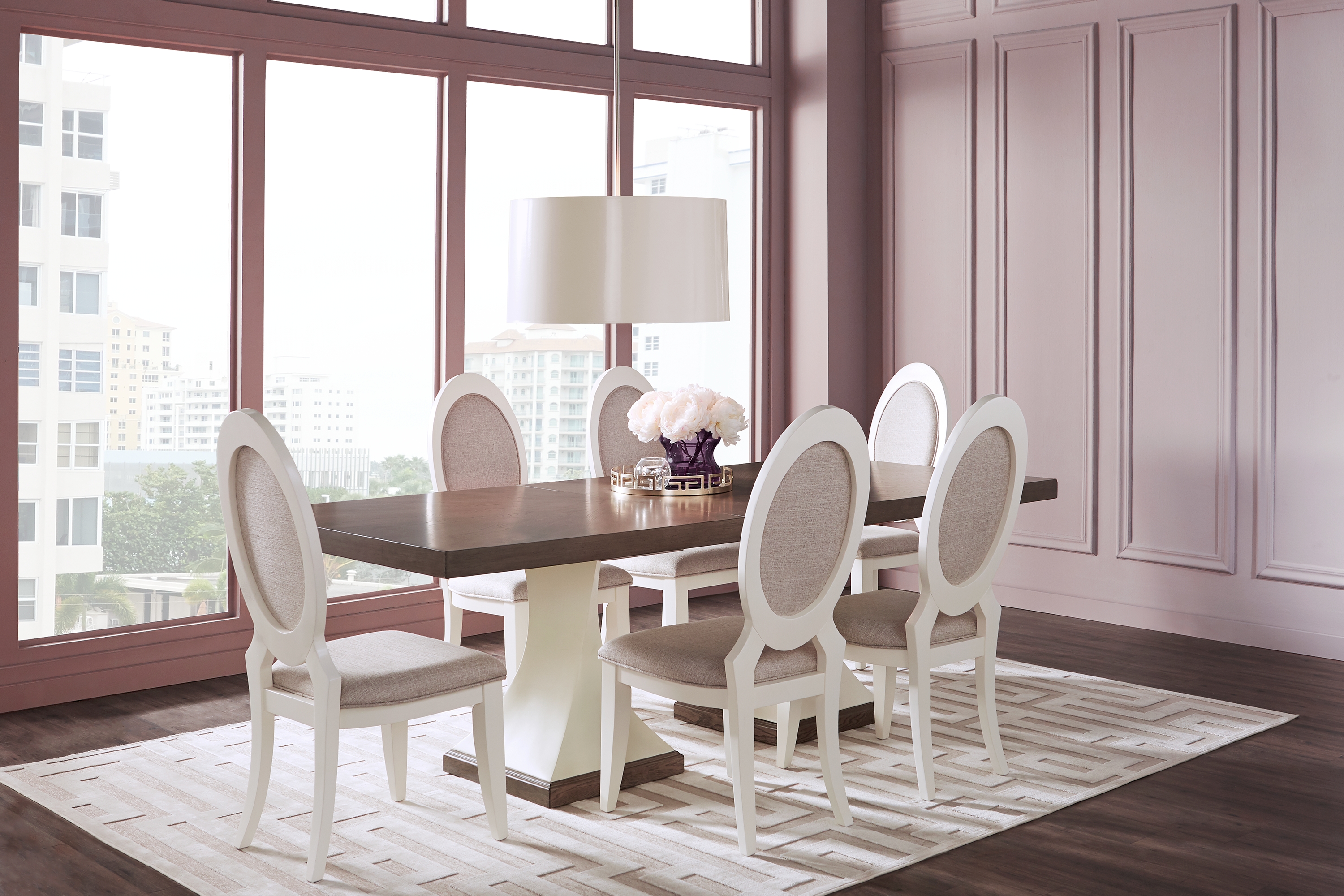 Santa Fiora White 5 Pc Rectangle Dining Room - Thumbnail - Image 1