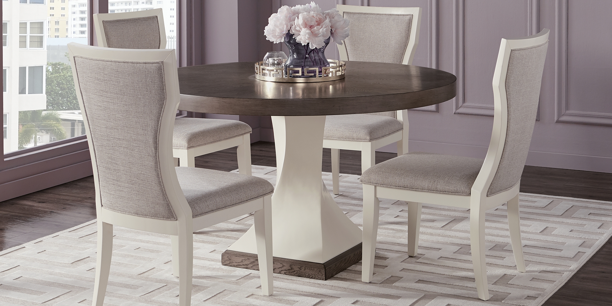 Santa Fiora White 5 Pc Round Dining Room - Thumbnail - Image 1