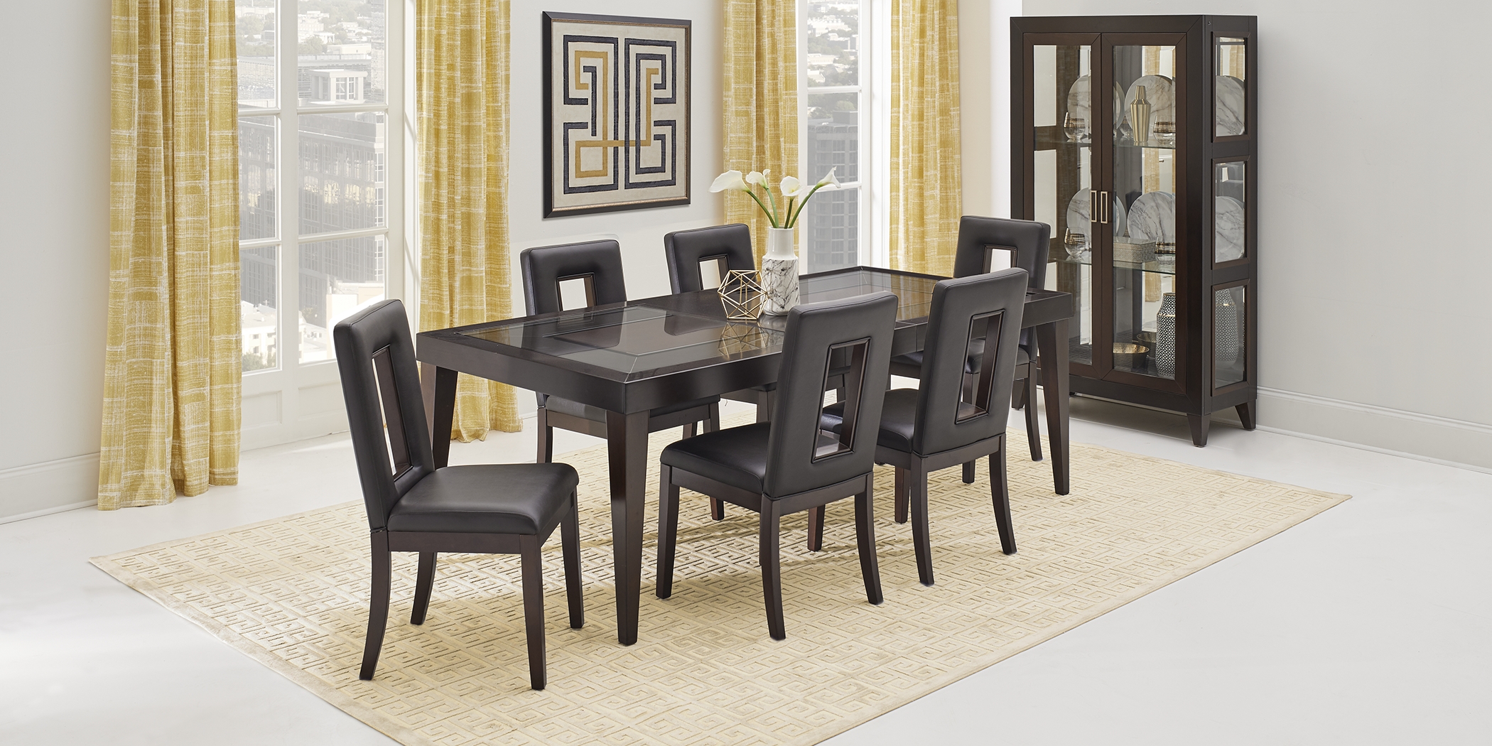 Savona Chocolate 5 Pc Rectangle Dining Room with Open Back Chairs - Thumbnail - Image 2
