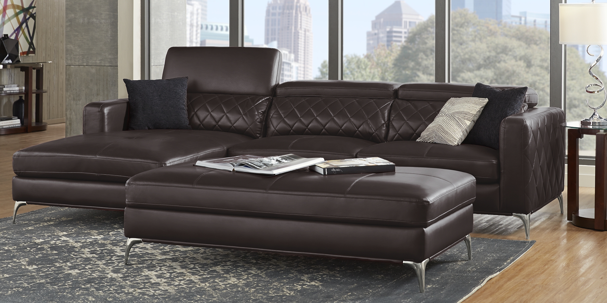 Sorrento Black Cherry 3 Pc Sectional Living Room - Thumbnail - Image 1