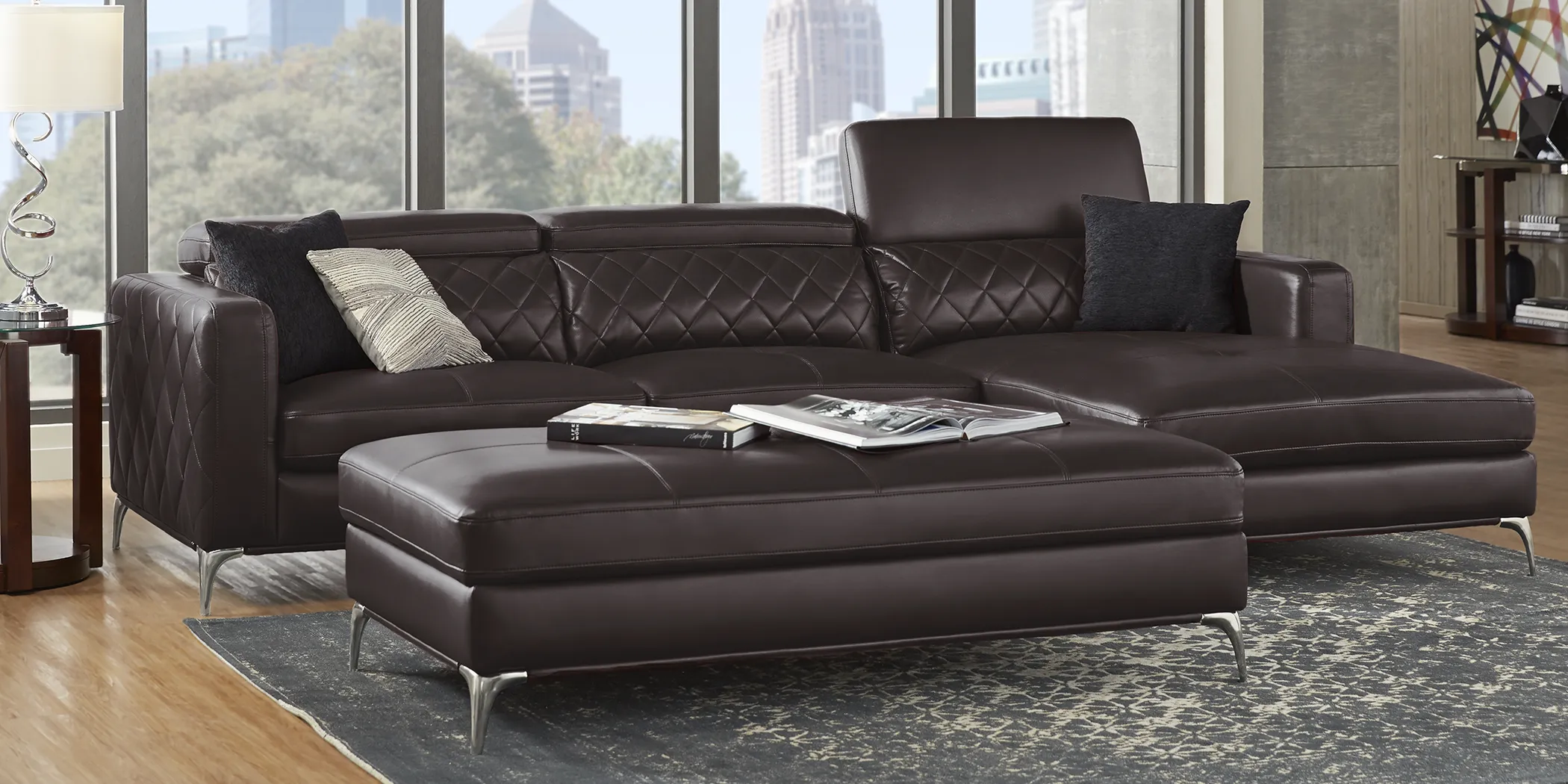 Sorrento Black Cherry 4 Pc Sectional Living Room Plus HDTV - Thumbnail - Image 1