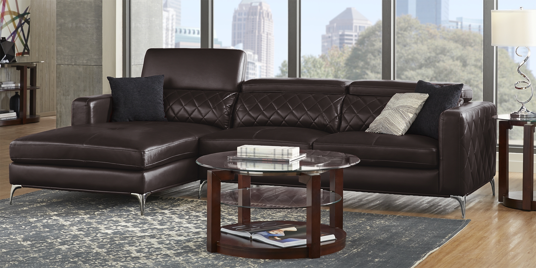 Sorrento Black Cherry 5 Pc Sectional Living Room - Thumbnail - Image 1