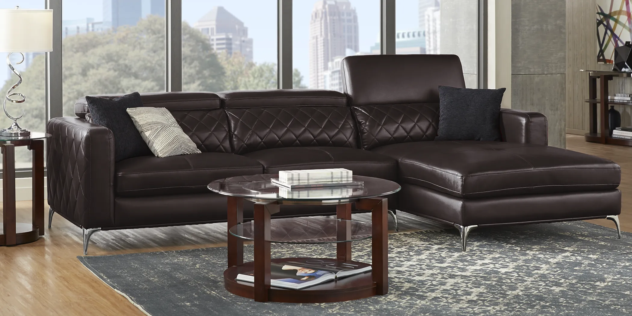 Sorrento Black Cherry 5 Pc Sectional Living Room - Thumbnail - Image 1